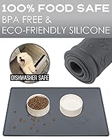 Vista 2 de Tapete de silicona para comida para perros y gatos, impermeable, antideslizante, con borde elevado, tapete para alimentación de mascotas, tapete