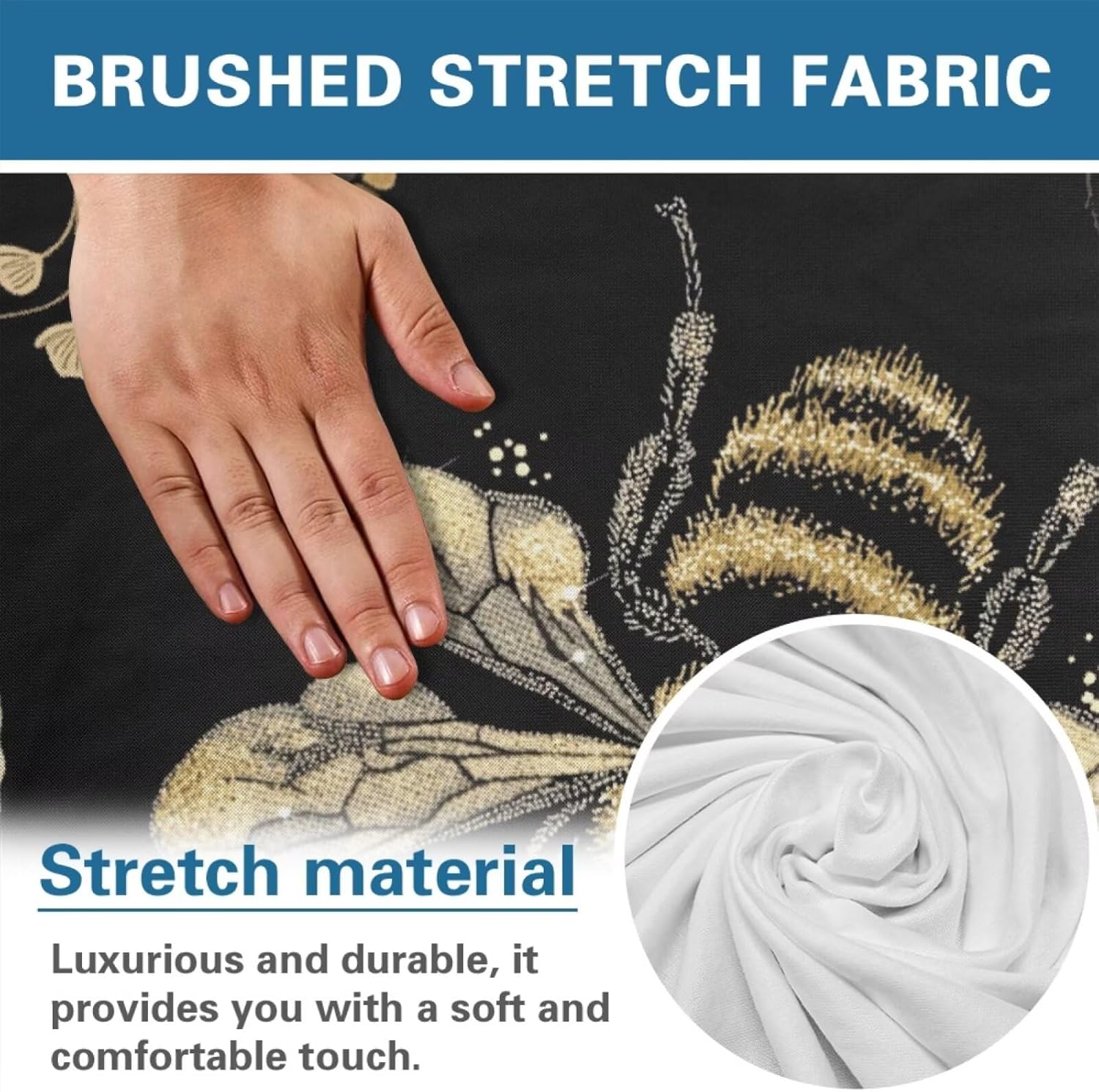 Bees Flower Print Recliner Slipcover Lazy Boy Recliner Chair Cover 4 Piece Stretch Reclining Couch Covers Anti Slip Reclining Covers with Pocket Furniture Protector for Dog Kids