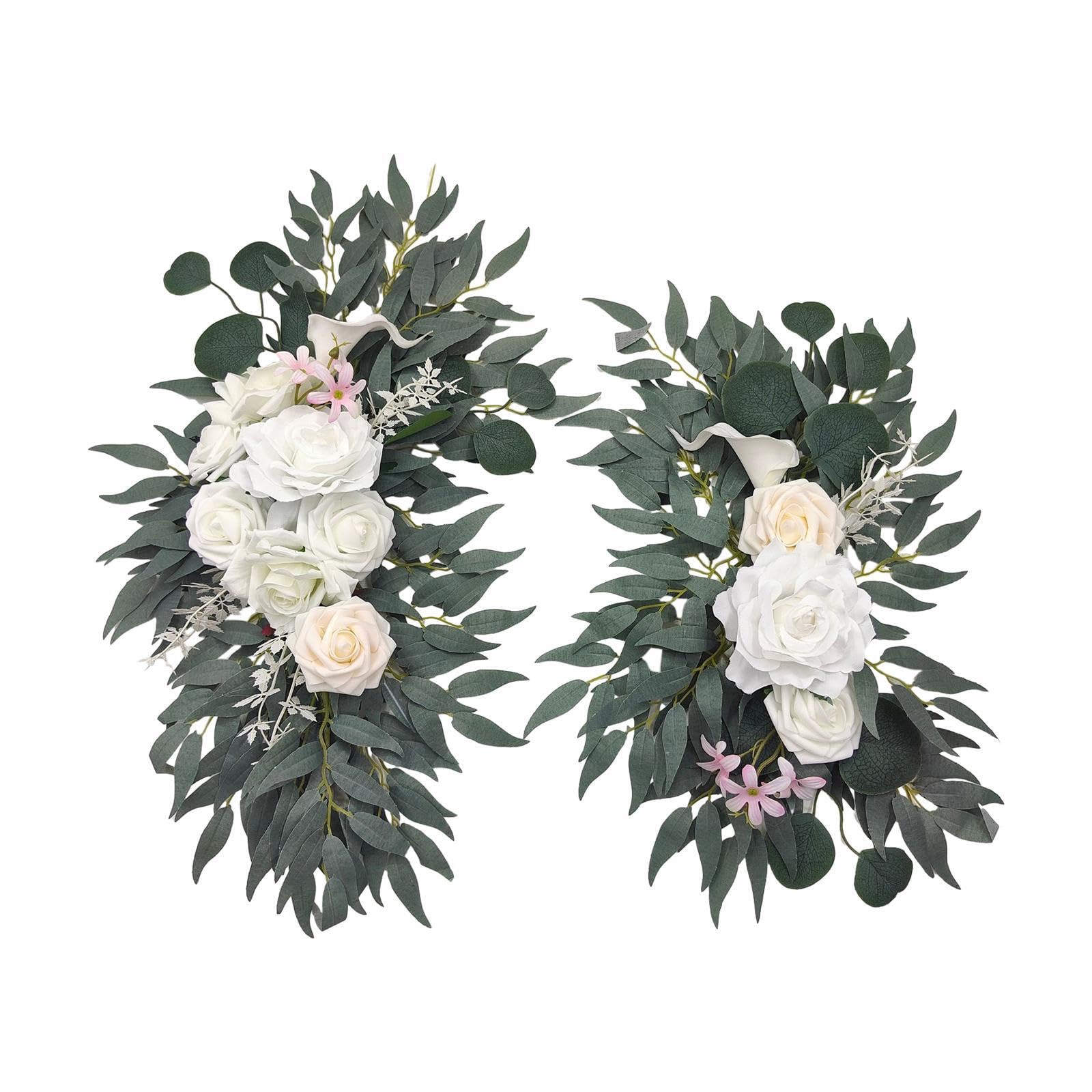 Alcxazs Green Permanent Flower Swag Arch Decor With Lifelike Silk Flowers Wedding Ceremony And Celebration Settings Flower Swag Arch Decor Outdoor Rose Arrangements