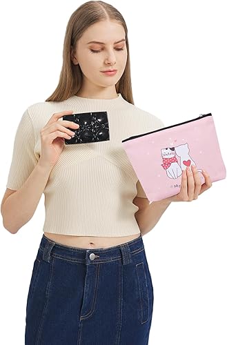 Miniatura 6 de Bolsa de maquillaje de lona para mujer con cremallera, bolsa de gran capacidad, bolsa de aseo de viaje, bolsa de almacenamiento, organizador de