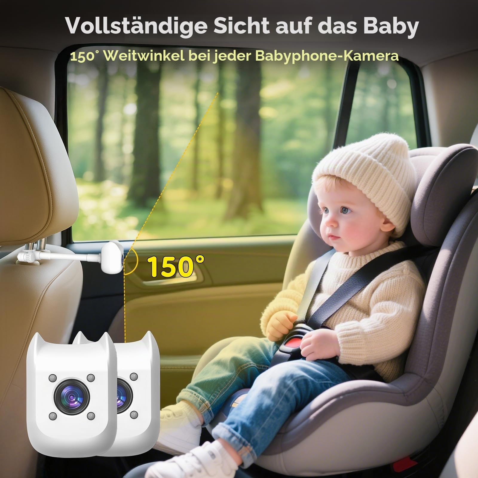 ELECROW Baby Auto Kamera 2 Kameras für Kindersitz, 6,86 Zoll Ultrawide Display USB Rücksitz Kamera Set, 1080P HD & IR Nachtsicht, einfache Installation, Babykamera für Auto Rücksitz