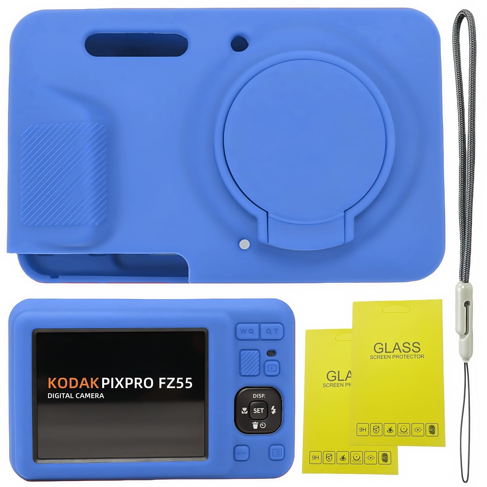SZHSYJY Case for Kodak PIXPRO FZ55,FZ55 accessories,Soft Silicone Protective Case Removable Lens Cover,Comes with 2 Screen Protectors and 1 Wrist