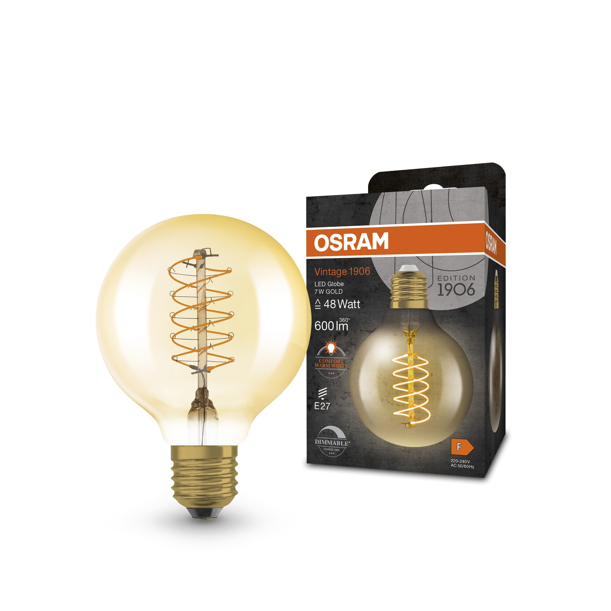 OSRAM HOMELIGHTING 4099854090820 LED Warm white E-27 Globe 7W=48W ...
