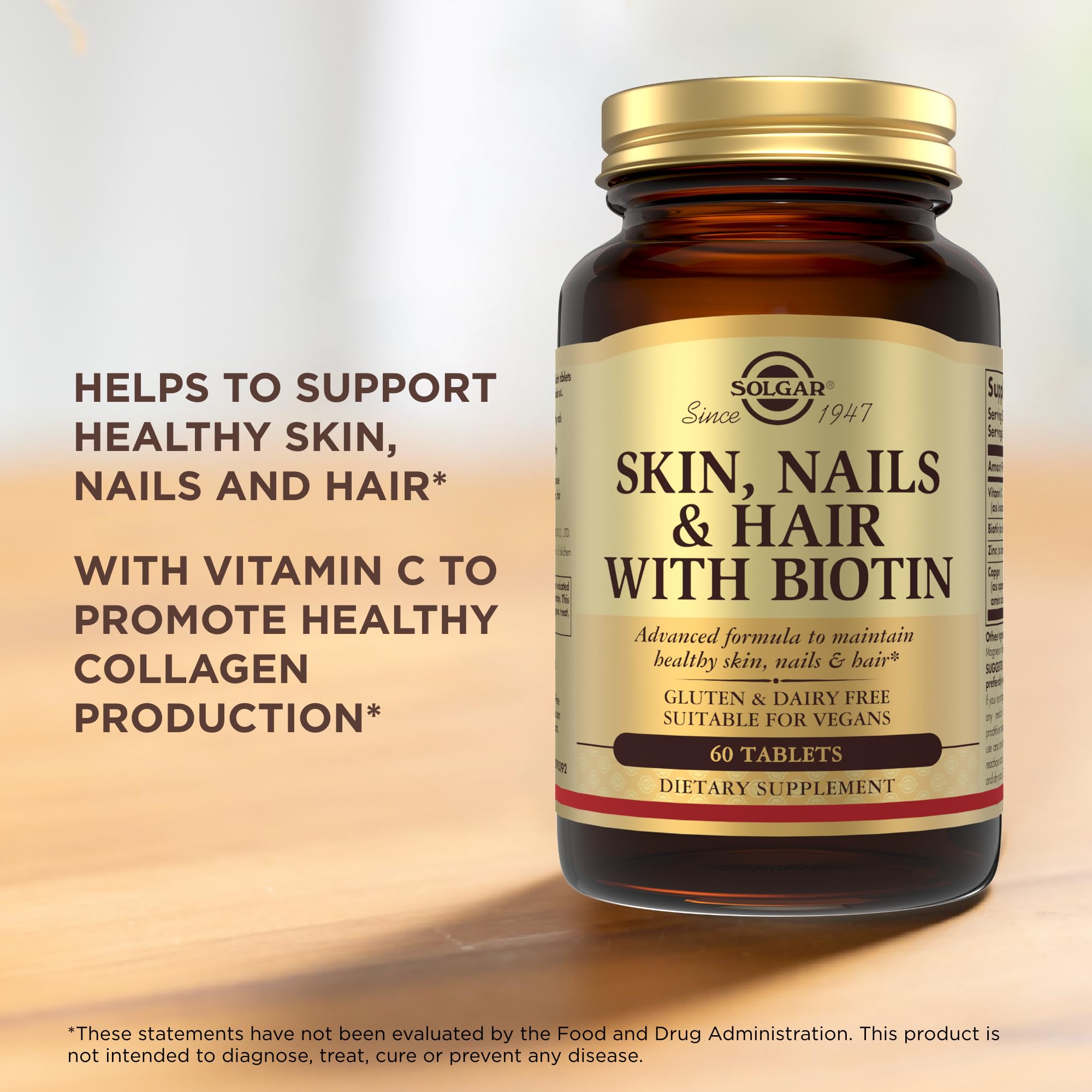 Solgar Skin, Nails & Hair with Biotin - 60 Tablets - with Vitamin C to Promote Healthy Collagen Production - 30 Servings — Amazon image 5