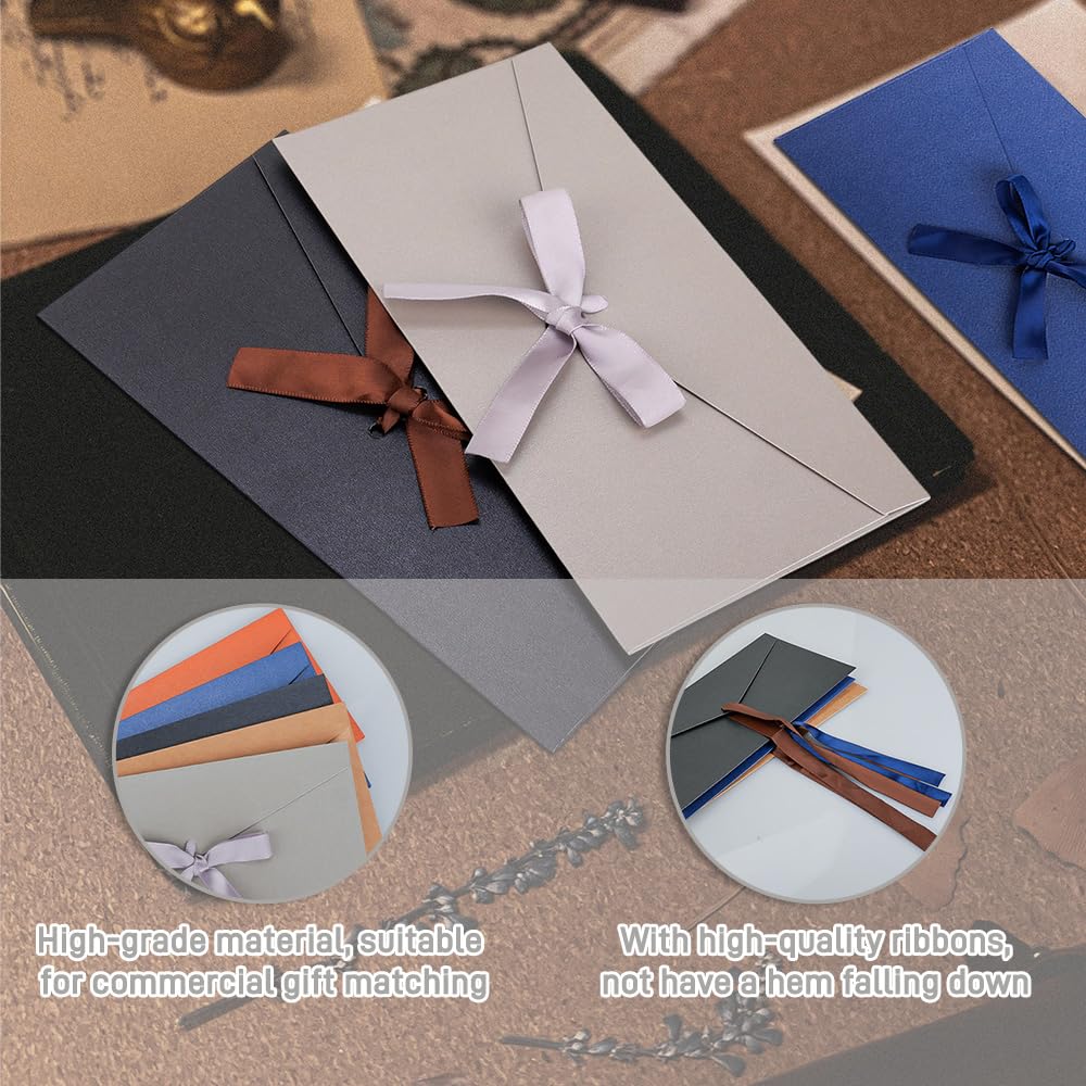 inodiref 15 Pcs Gift Card Envelopes Coloured Envelopes with Ribbons Vintage Kraft Envelopes 22×11cm for Gift Cards Wedding Party Invitation Christmas Cards(5 Colour) - Image 4