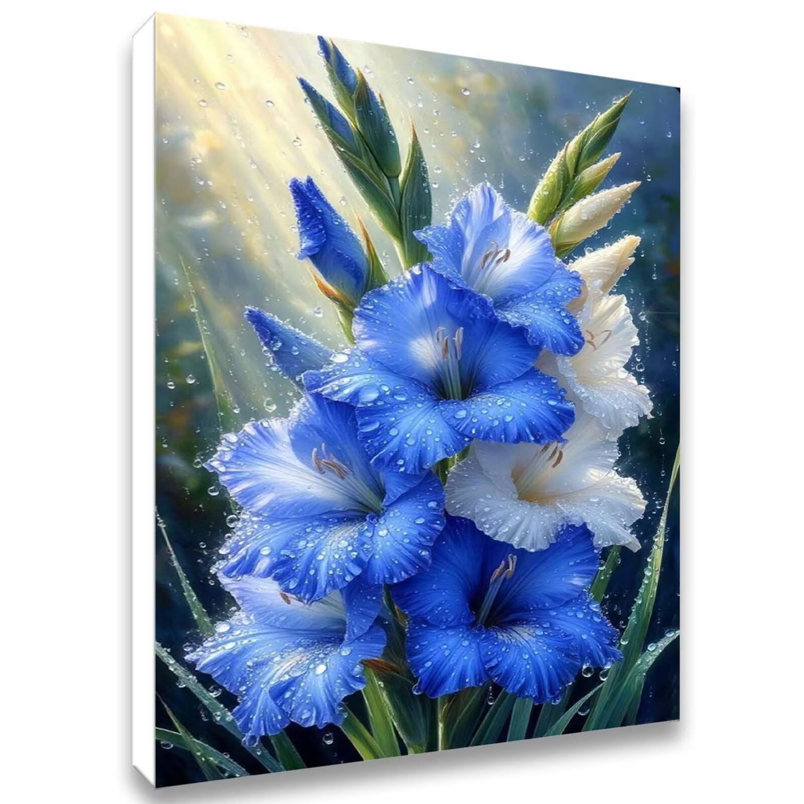 Roogsoo Dipingere con i Numeri Adulti blu, Paint by Numbers 90x120cm j0-241 | Fiori Quadri da Dipingere Numerati per Principianti Facile su Te, Hobby Creativi Adulti Idee Regalo Donna Decorazioni Casa
