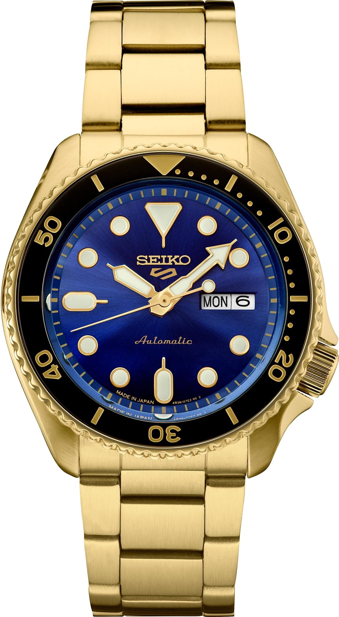 Automatic Watch for Men - 5 Sports Collection - Men's Sport Watch with Stainless Steel Gold Finish - Water-Resistant 100M