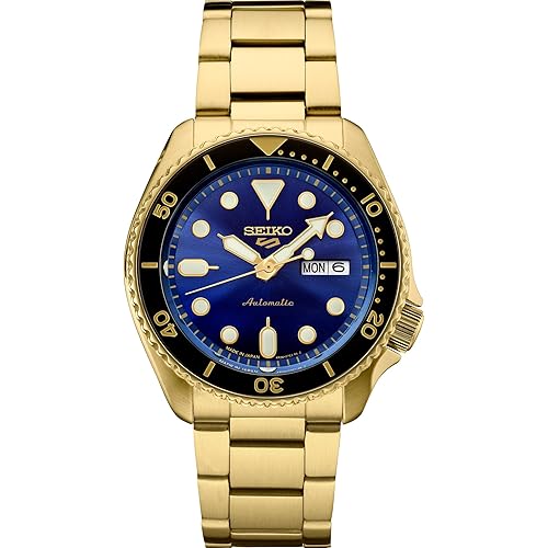 SEIKO Automatic Watch for Men - 5 Sports Collection - Men's Sport Watch with Stainless Steel Gold Finish - Water-Resistant 100M