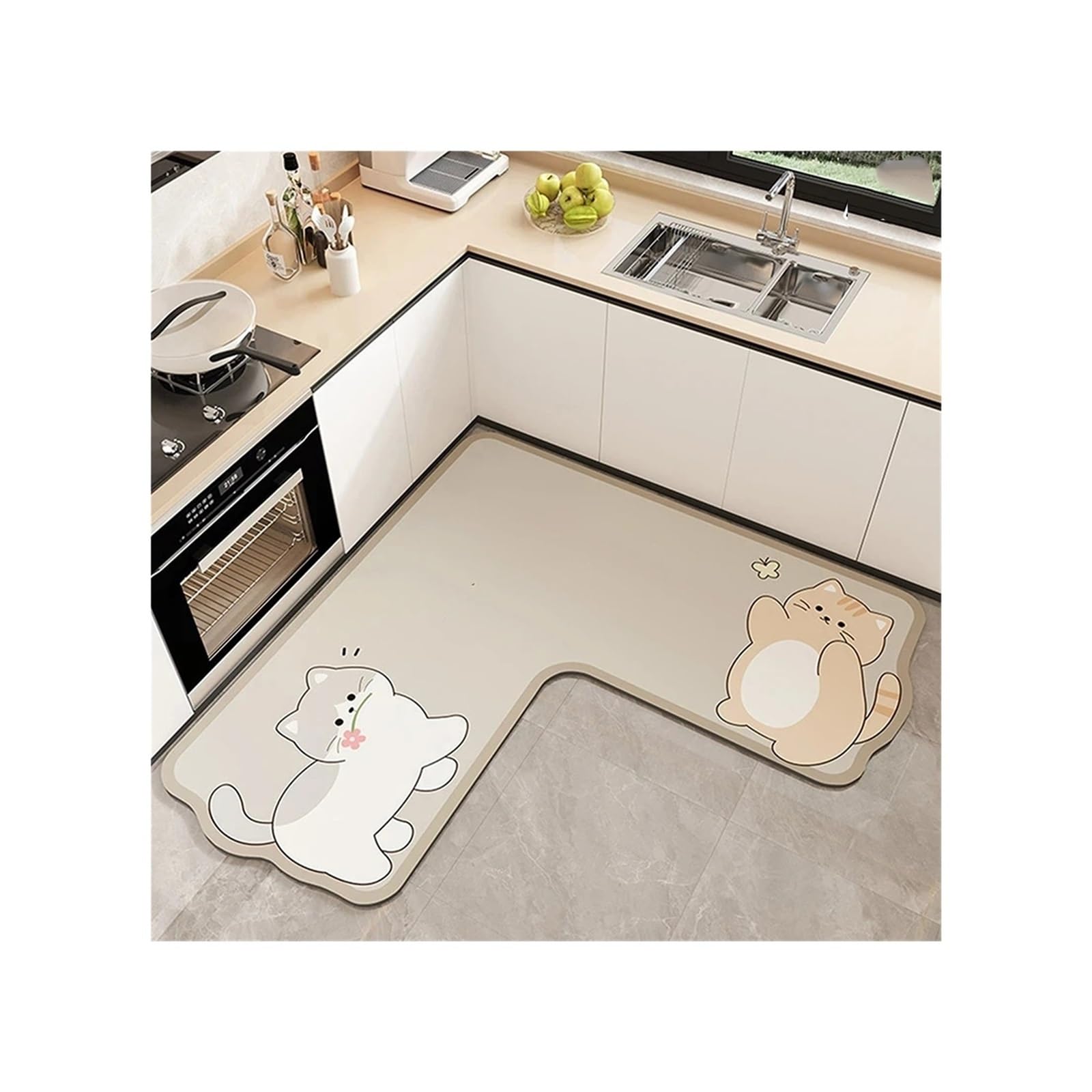 Tappeto Angolare Doccia Tappetino assorbente da cucina a forma di L, lungo tappeto in diatomite, morbido lavabile, zerbino ingresso for bagno in tinta unita(Color 2)