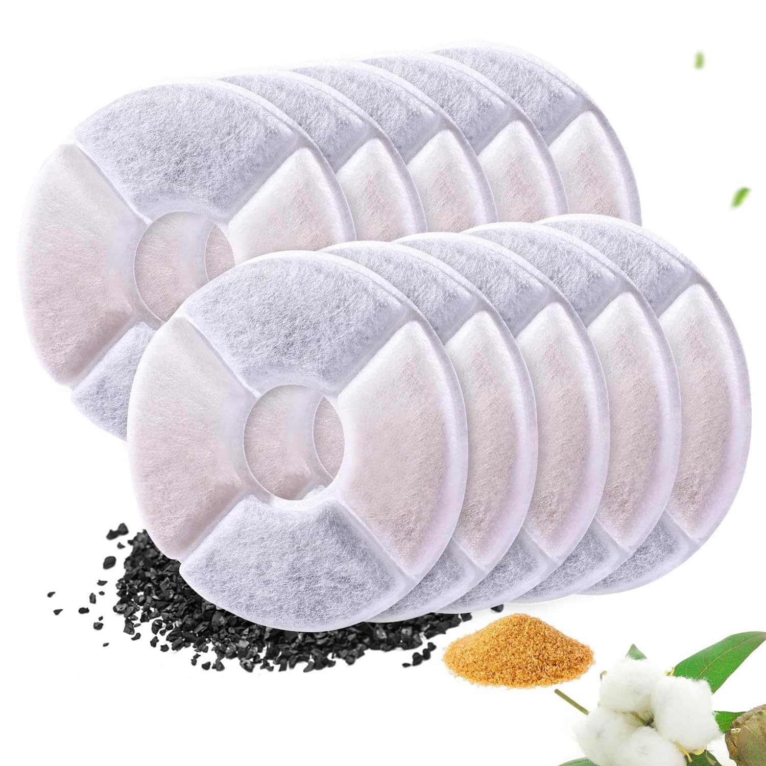 RBAYSALE - Filtro de Fuente de Agua para Gatos, 10 filtros de Fuente de Agua, reemplazo Redondo para Perro, Gato, Fuente de Animal doméstico con carbón Activado