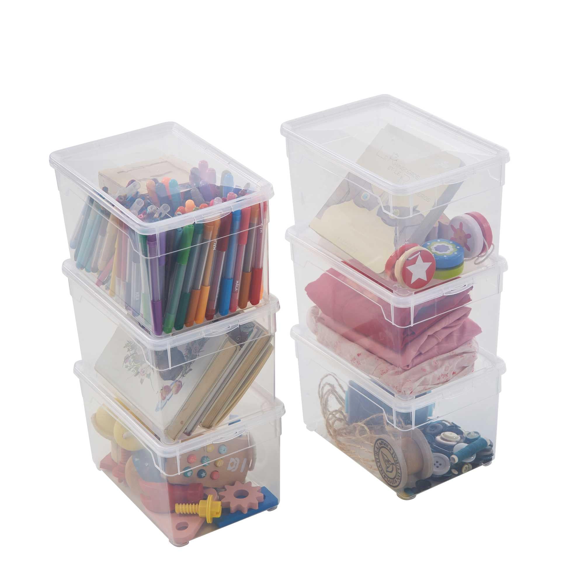 Sundis Clear Box, Set of 6 5L Clear Plastic Storage Boxes with Lid, Stackable and Stackable
