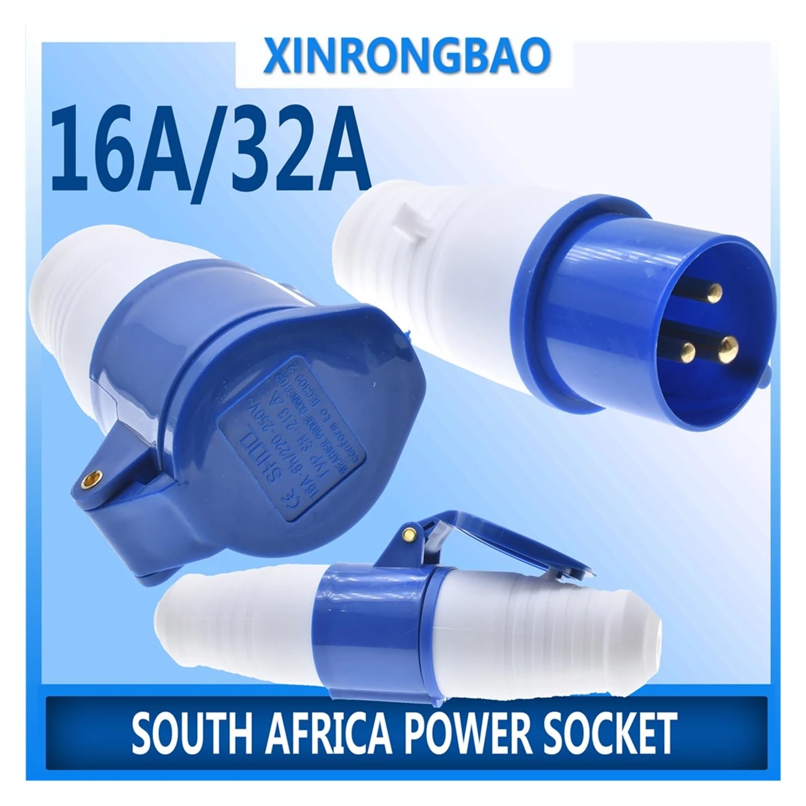 Connecteur électrique mâle femelle étanche à 3 broches, 2P+E, IP44, prise industrielle IEC309-2, 16A/32A, 220V-250V AC (316C6 16A)