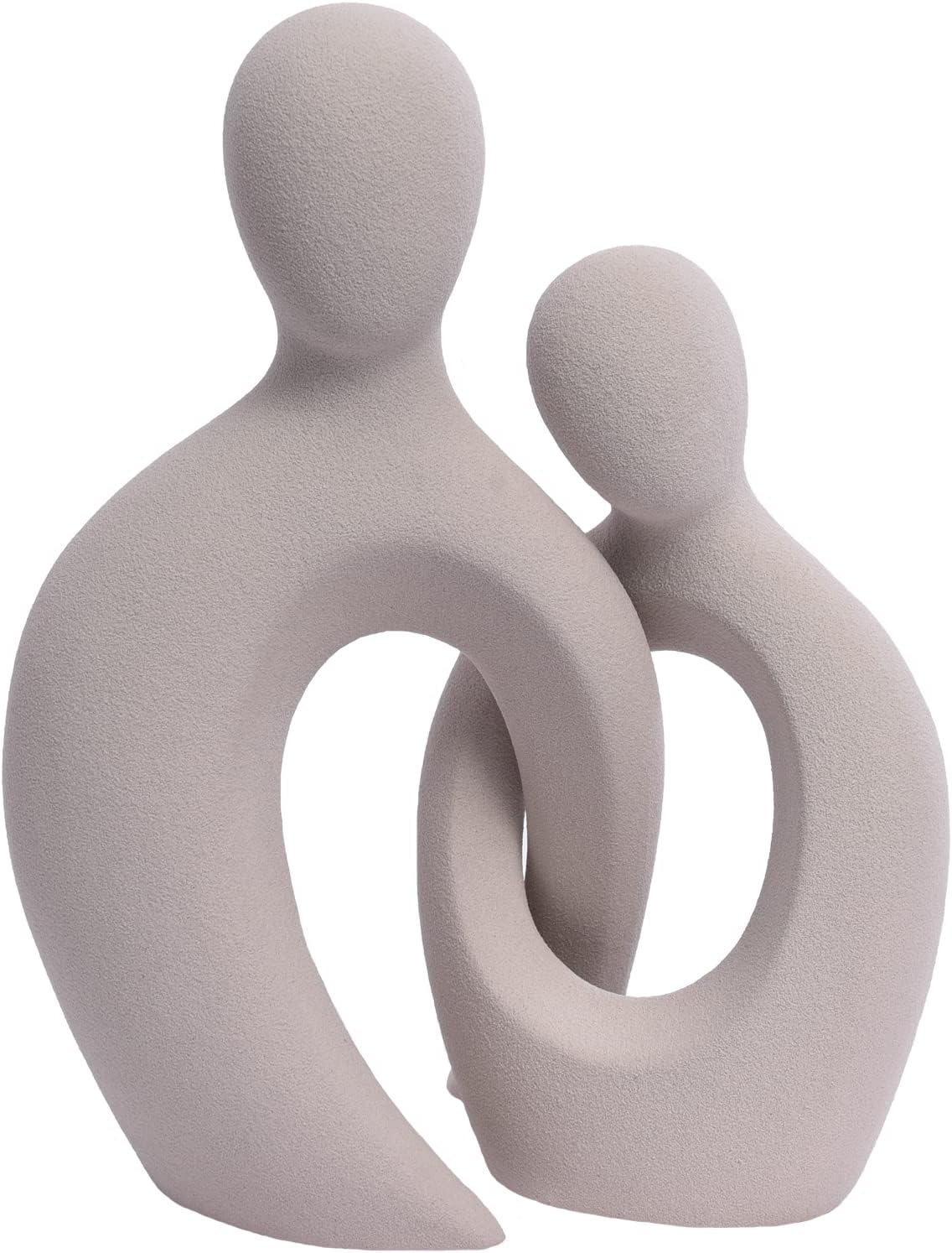 Quoowiit Ceramic Couple Sculptures for Home Decor, Abstract Lover Statue for Shelf Decor Office Decor Home Decorations for Living Room, Bedroom, Gifts for Anniversary Valentine’s Day Birthday (Grey)