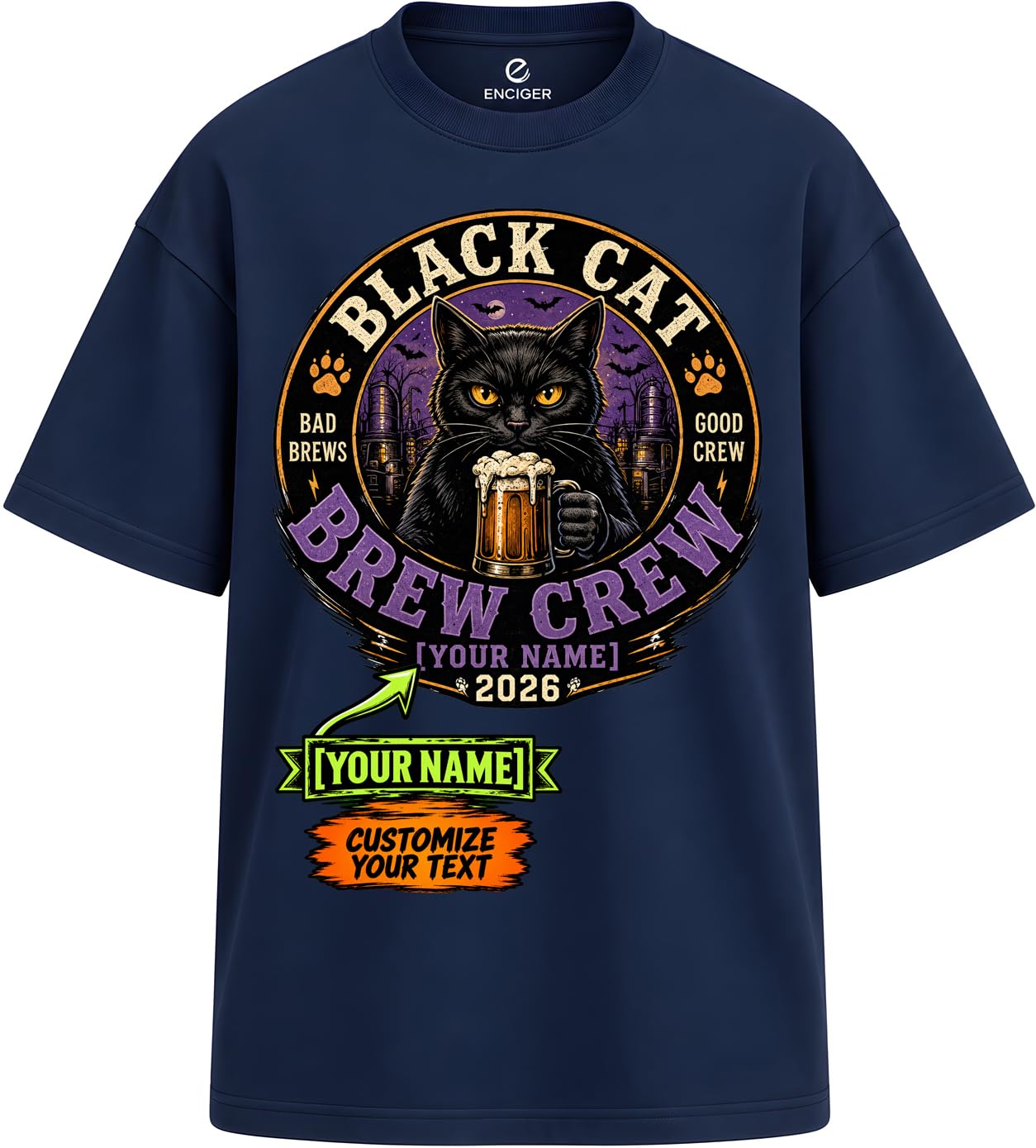Custom Name T-Shirt, 100% Cotton Heavy 240 GSM Oversized Tee Halloween Drop Shoulder T-Shirt for Men & Women