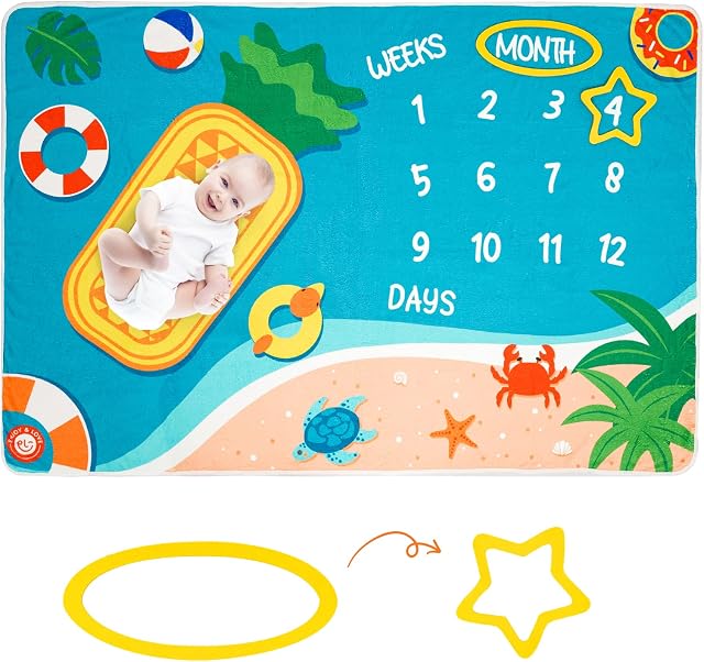 Baby Monthly Milestone Blanket Soft Fleece Photography Background Blanket Baby Shower Present Best Photography Backdrop Photo Prop Infant Swaddling Blanket for 1 to 12 Months Newborn Boy Girl