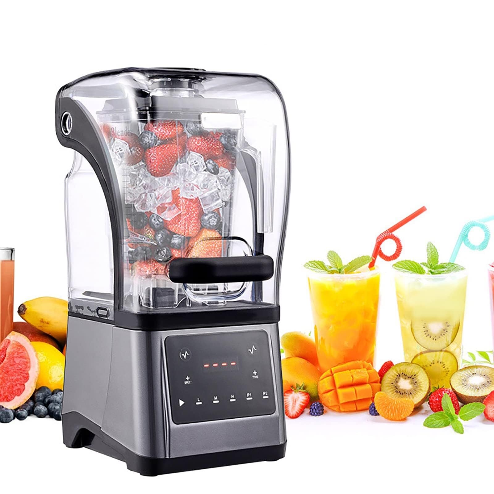 Smoothie Blender Food Grade Ice Crusher Slush Machine with 1 6L Hopper Cover Silent Broken Wall Cooking Machine