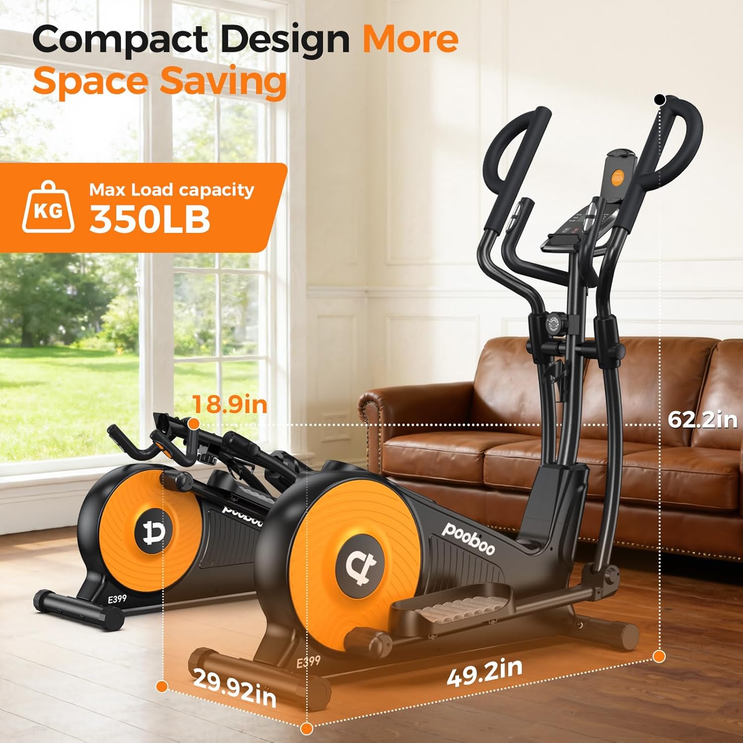 pooboo Elliptical Machine, Elliptical Exercise Machine with 16-Level Resistance&Quiet Magnetic Driving System, Elliptical Machine for Home with LCD Monitor,15.5-17IN Stride, 350LBS Weight Capacity