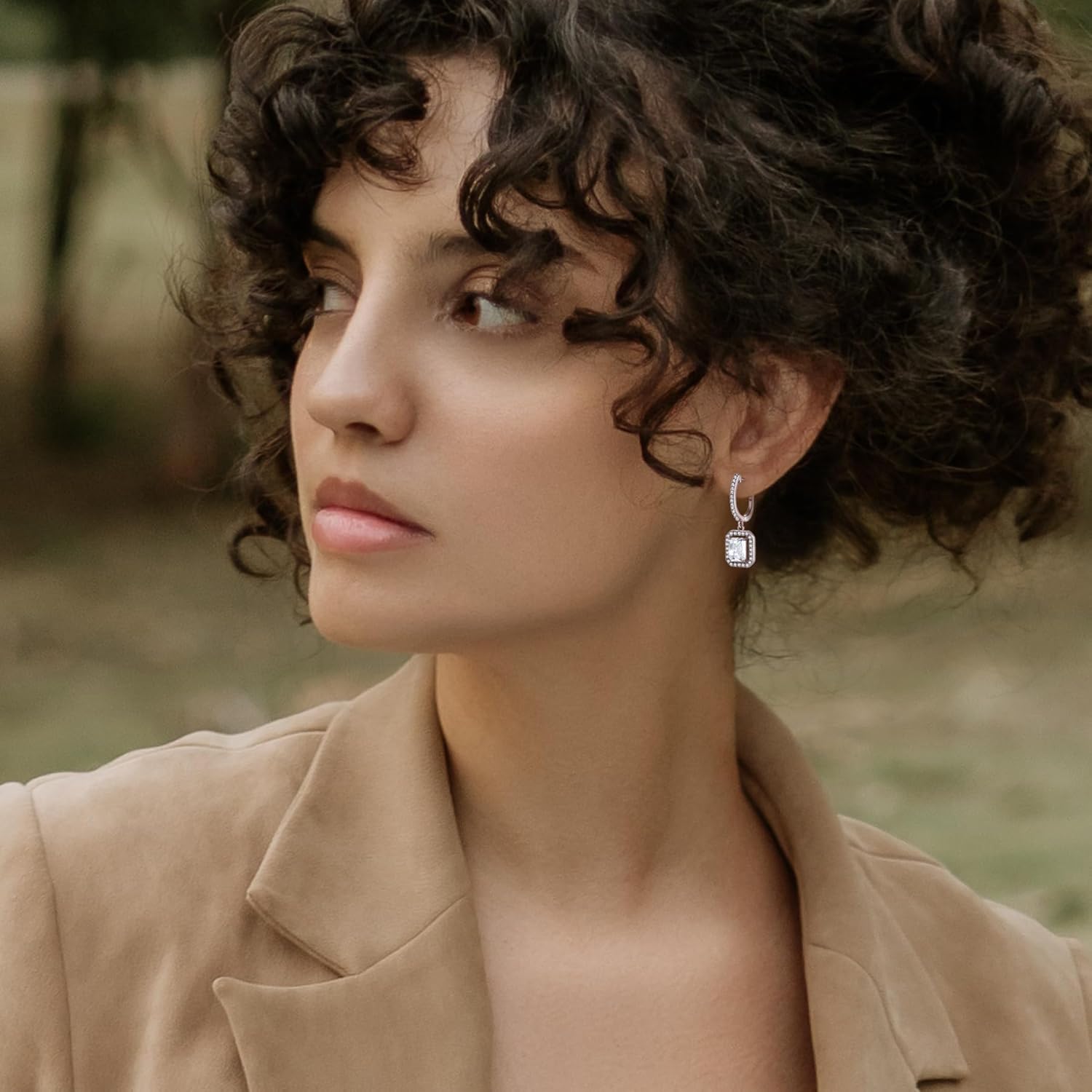 Women's Solitaire Dangle Drop Earrings 925 Sterling Silver Pure Square Huggie Earrings Hoop Dangle Drop Earrings Jewelry Gift - Image 6