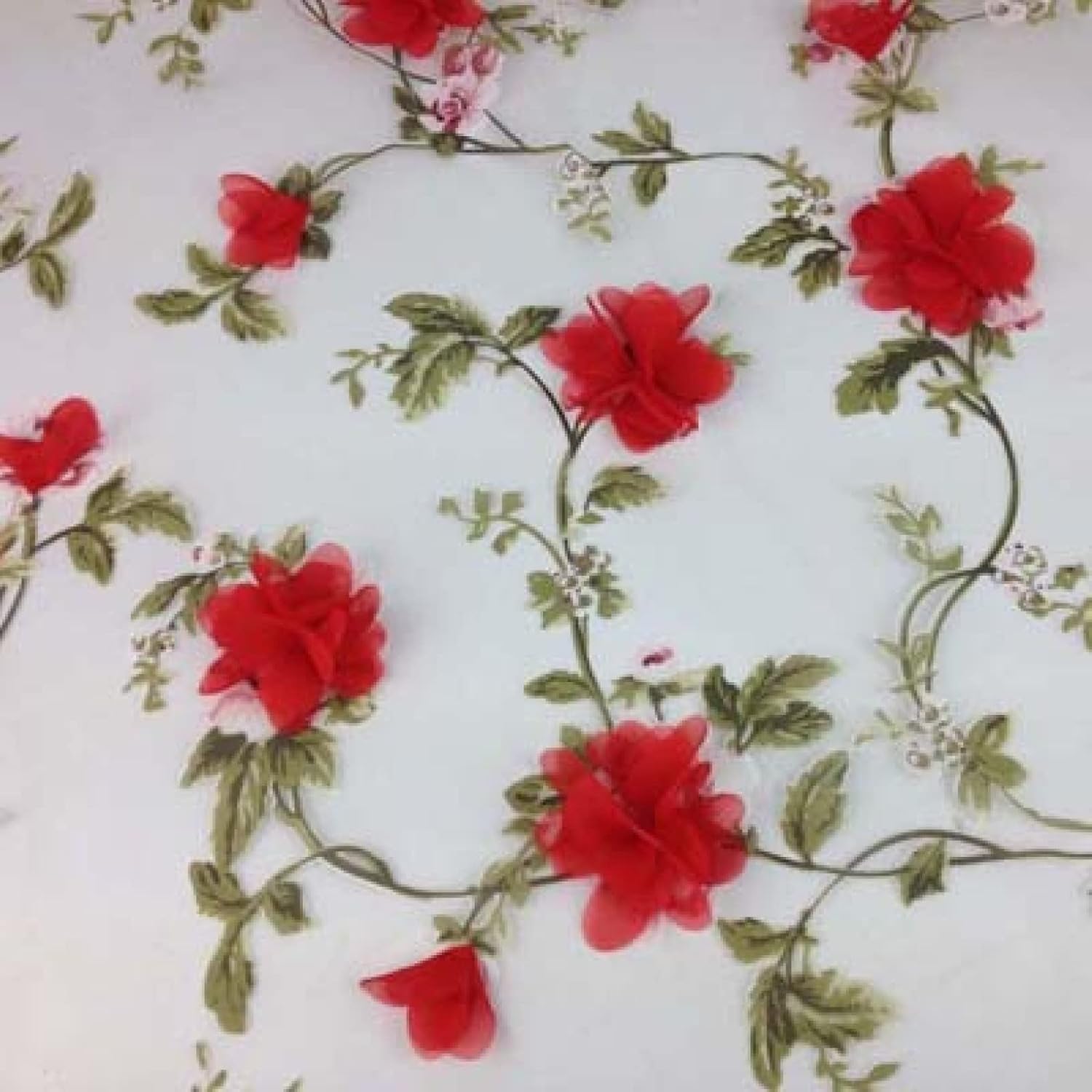Tessuto di pizzo organza fiori in chiffon poliestere