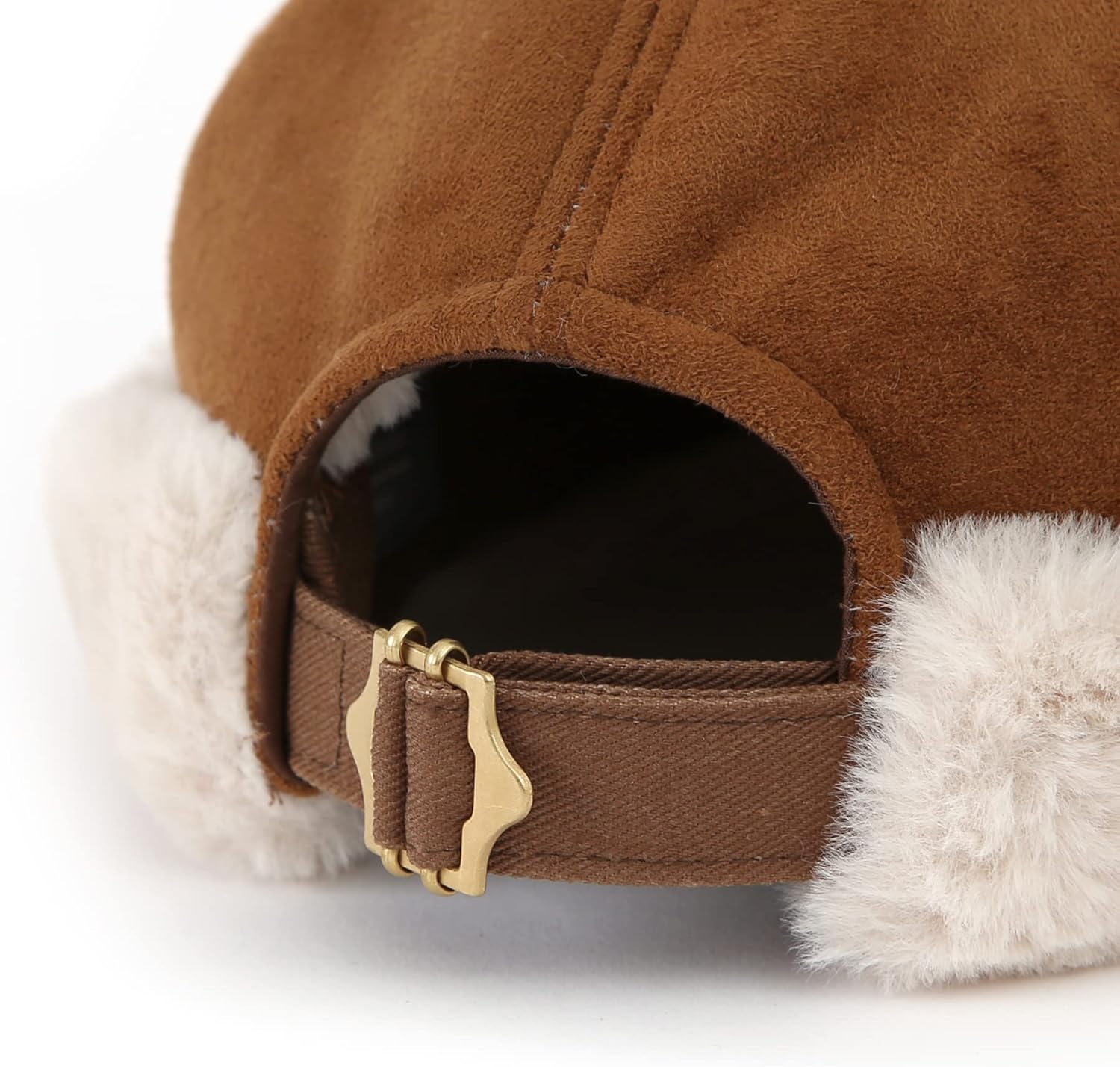 UNDERCONTROL Leon Cinch Back Buckle Strap Brass Label Brimless Artificial Suede Fleece Unisex Beanie Winter Cold Hat Korea