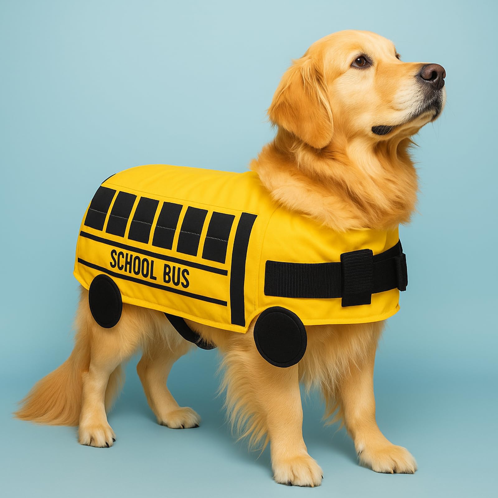 Halloween School Bus Pet Costume Funny Dog Costume Yellow School Bus Life Jacket Swimming Boating Water Flotation Vest Halloween Pet Costume Suit for