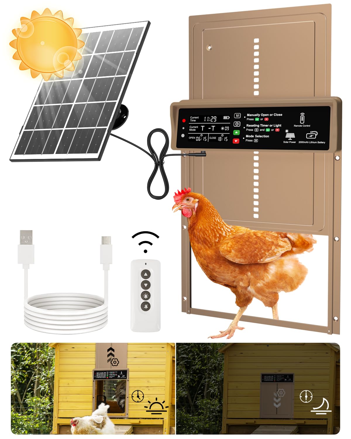 AsFrost Automatic Chicken Coop Door Brown