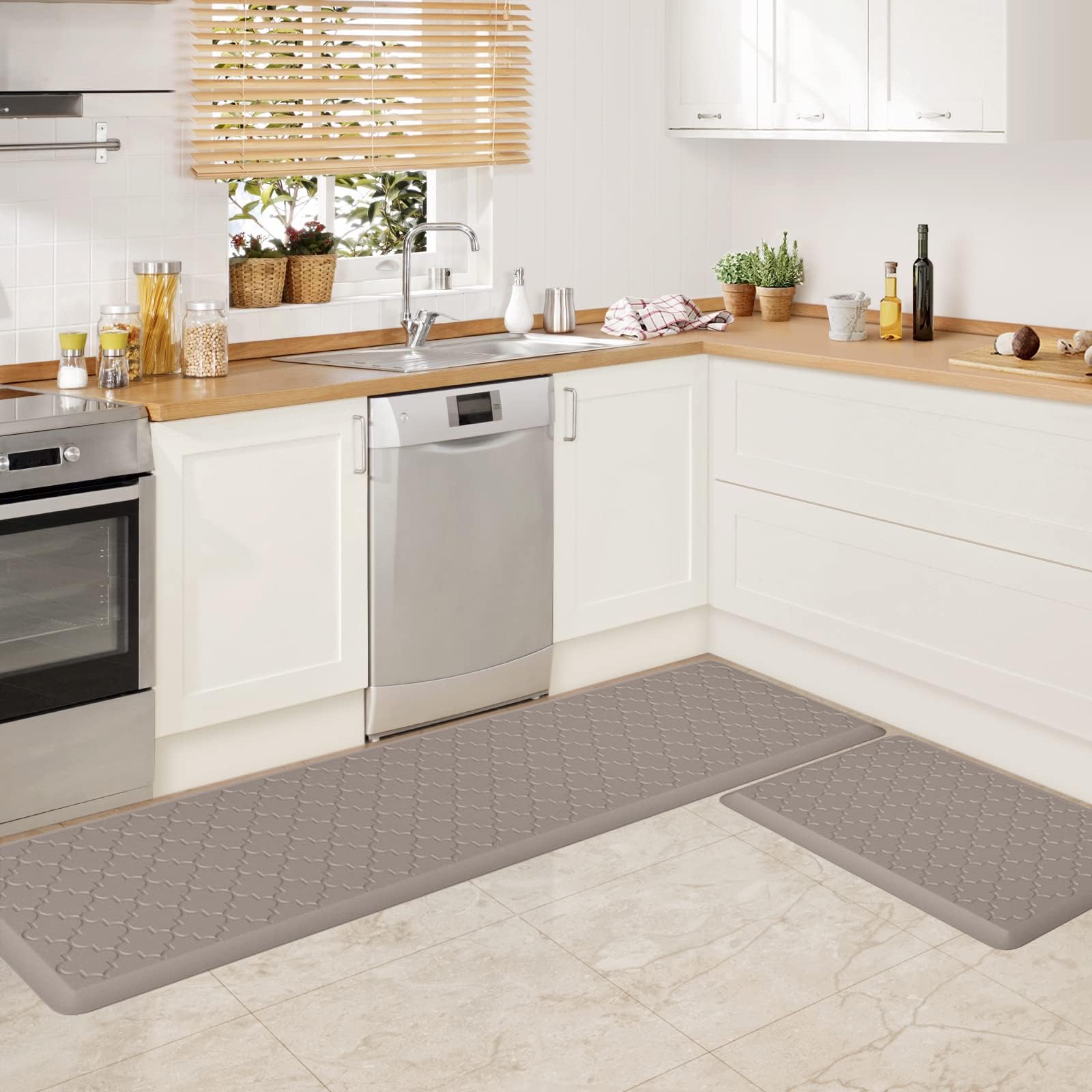 WISELIFE Cushioned Anti Fatigue Floor Mat, Thick Non Slip Waterproof Kitchen Rug, Heavy Duty Foam Standing Mat for Kitchen, Office, Desk, Sink,