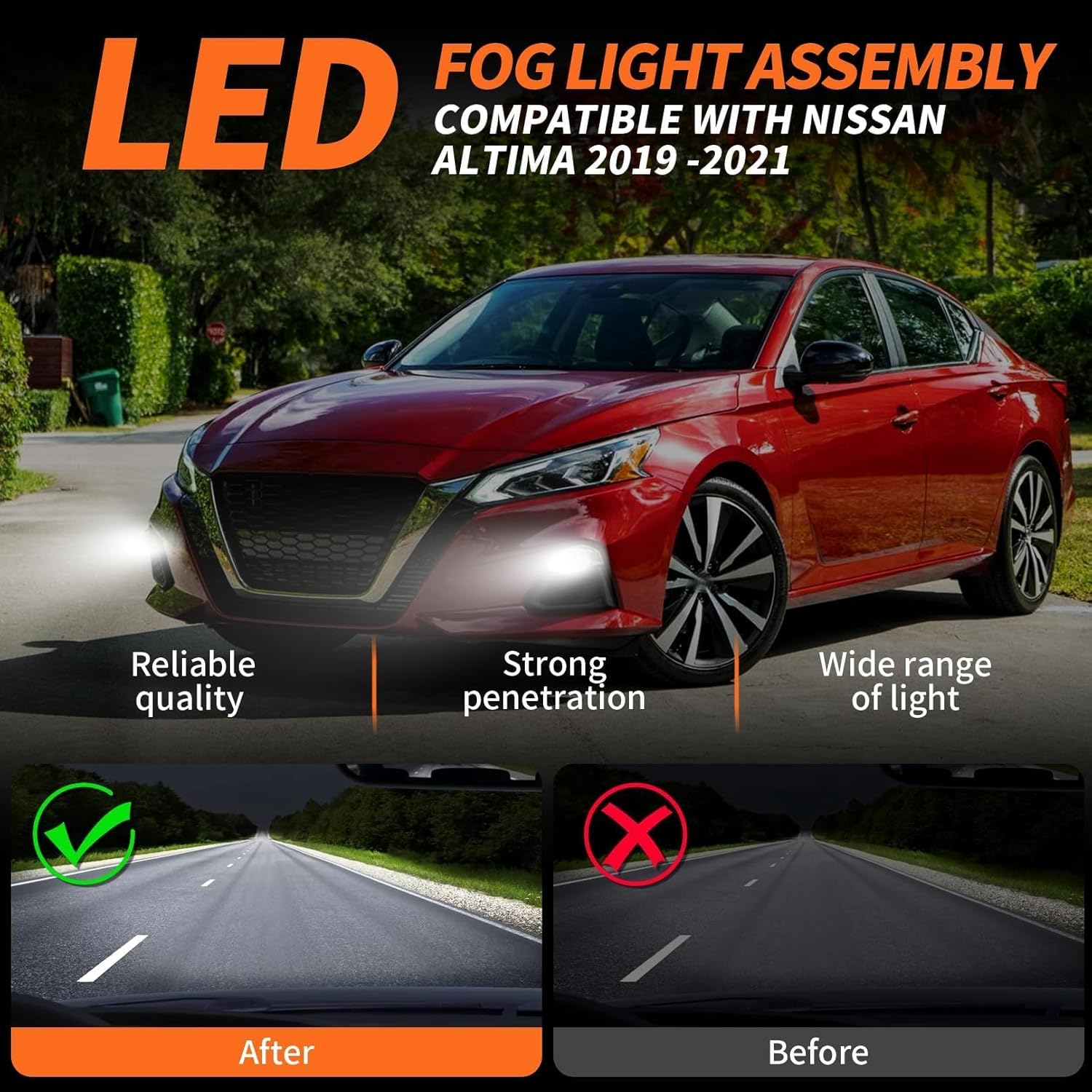 Bumper Fog Lights Assembly Compatible with Altima 2019 2020 2021 Left & Right Fog Lamp w/Turn Signal Lights + Wiring Harness + Switch NI2530121/NI2531121/26135-6CA0A