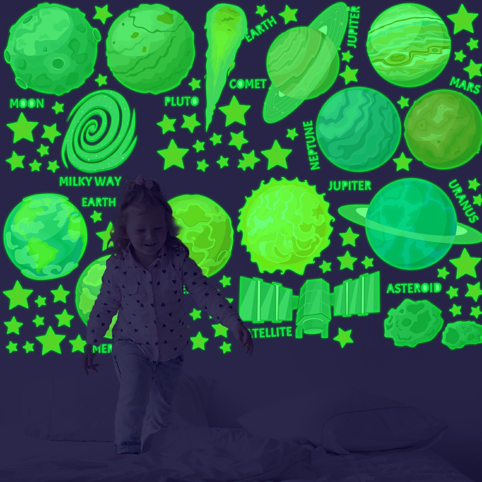 Stickers phosphorescents pour chambre bébé : créez un ciel de galaxie étoilée au plafond