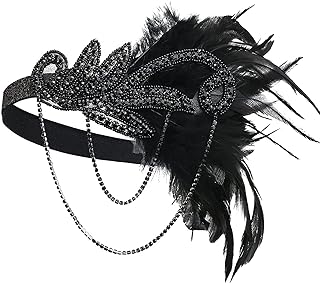 1920s Women Feather Flapper Vintage Headpiece Roaring 20s Great Gatsby Headband (B)