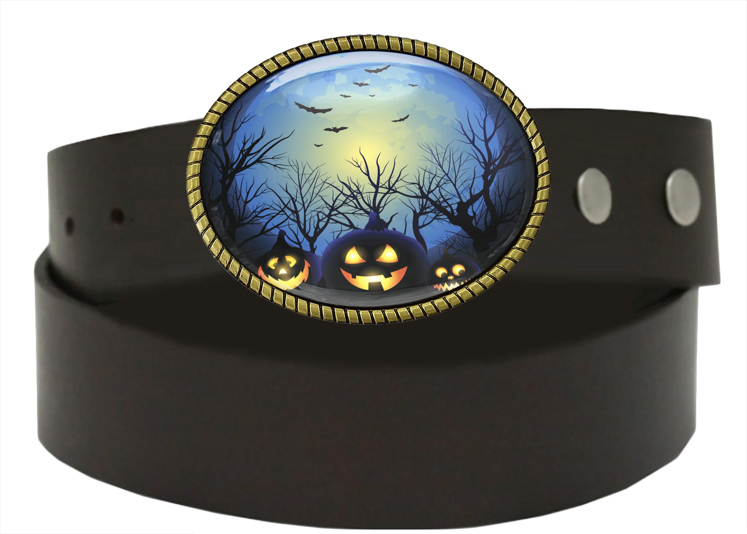 Jack-O-Lantern Belt Buckle - Spooky Halloween Handmade Brass Buckle