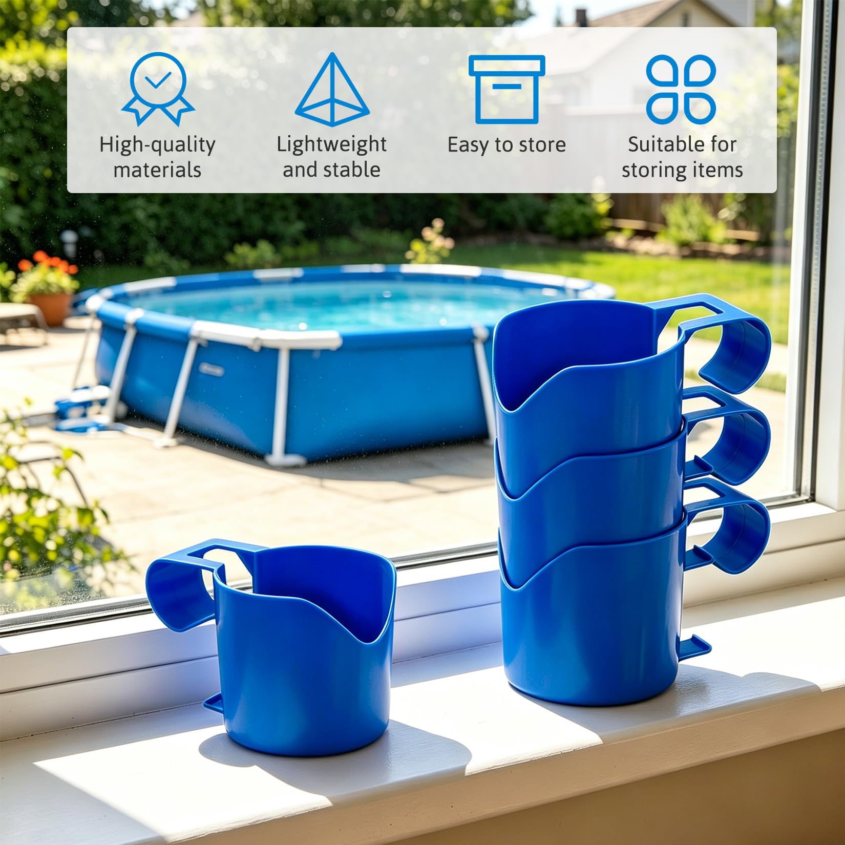 Juego de 6 portavasos para Piscina, de plástico, para Bebidas y Cerveza, Accesorios multifuncionales para Piscinas, Ideales para Bebidas y teléfonos móviles