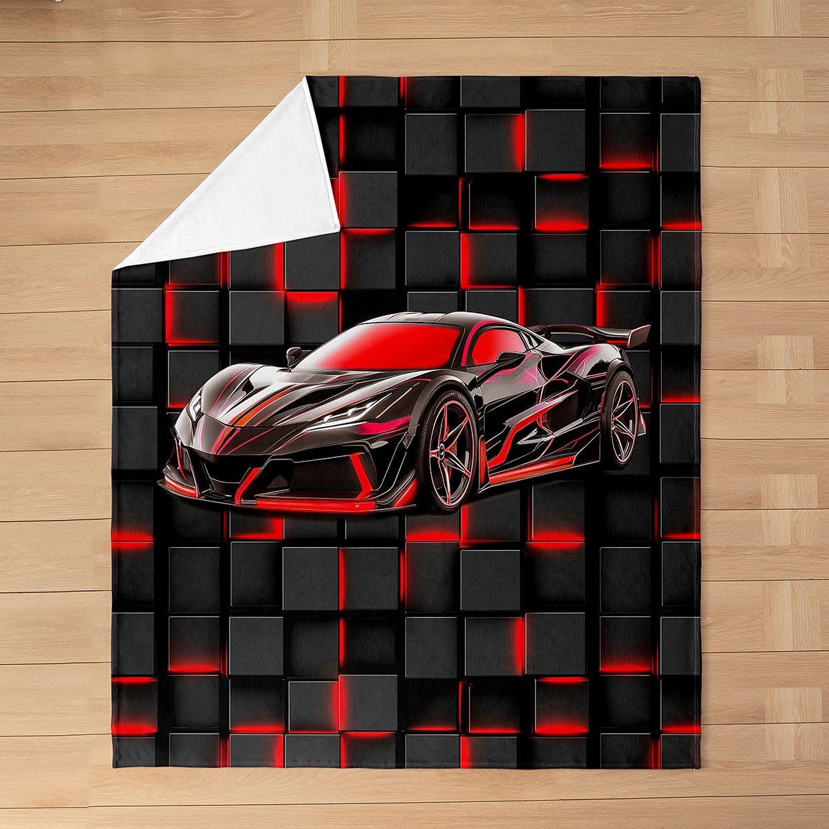 Loussiesd Race Car Flanelowy koc polarowy typu queen, 228 x 228 cm