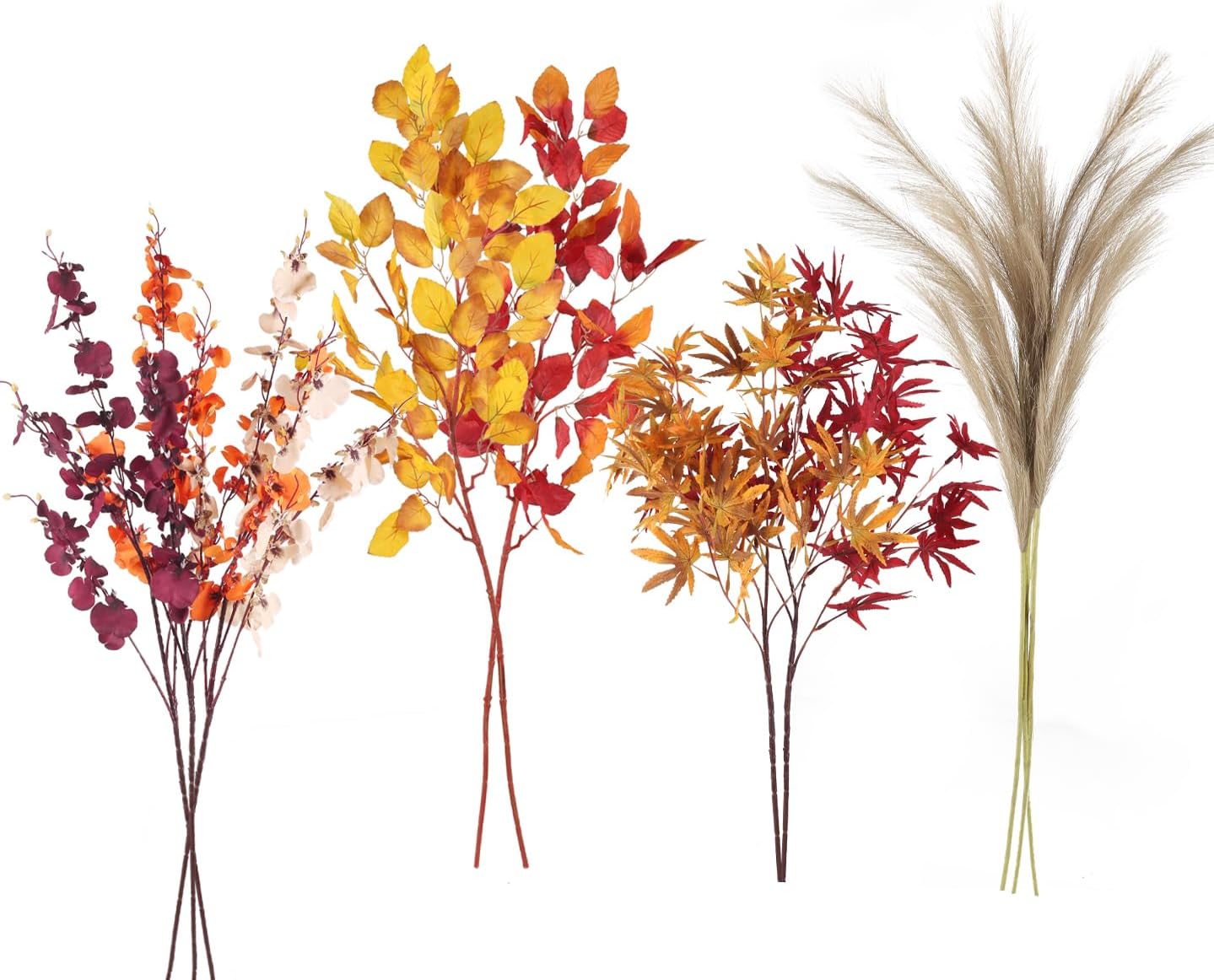 HO2NLE 10Pcs Fall Artificial Flowers Orchid Fall Leaves