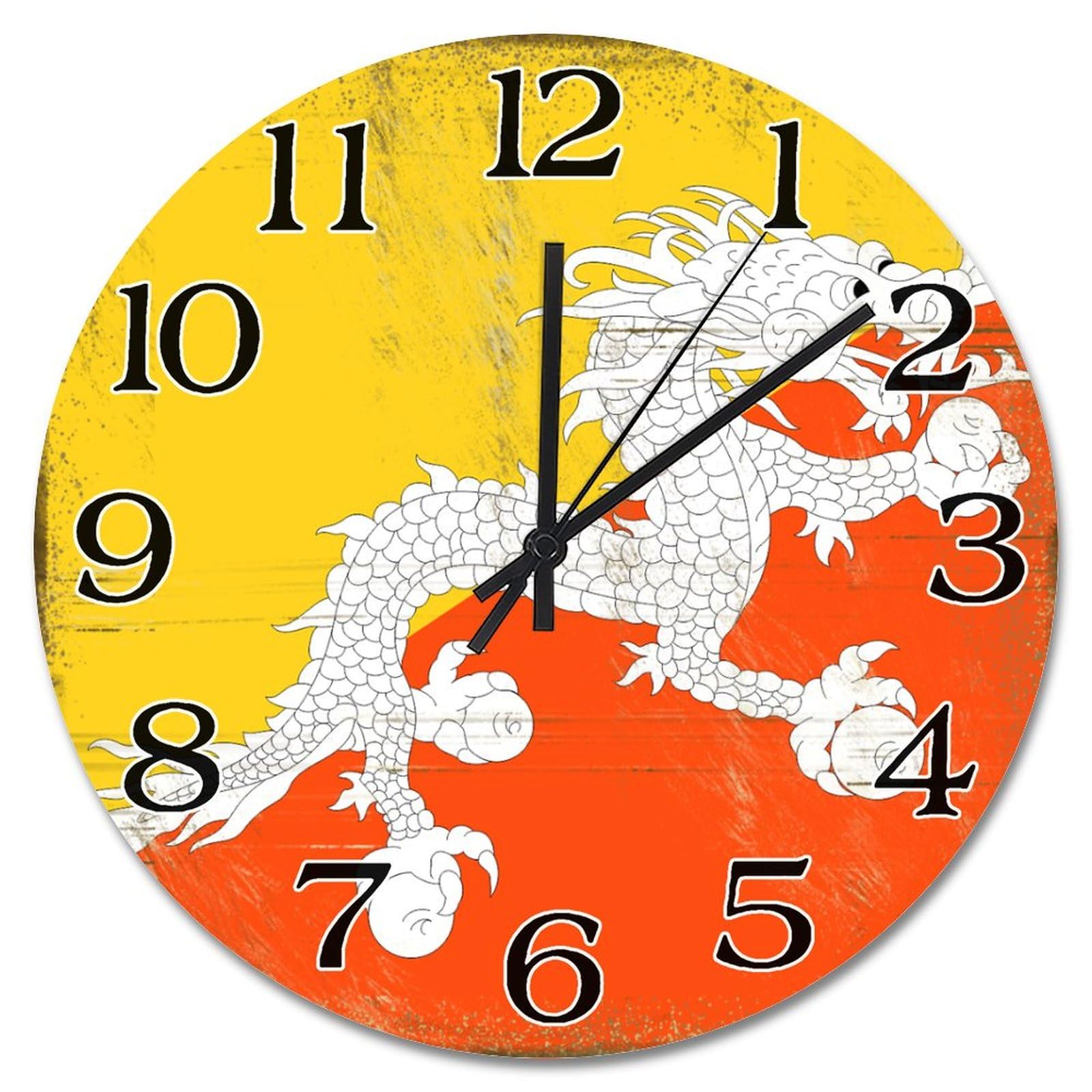 Horloge murale Bhoutan de 25,4 cm silencieuse pour salon