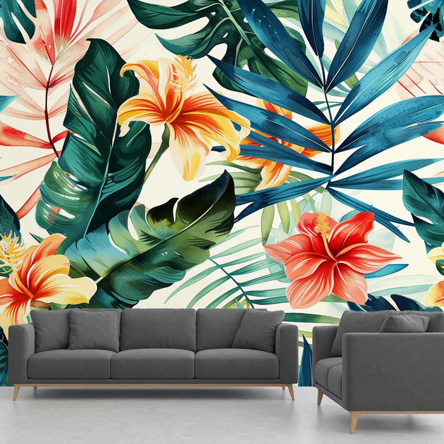 Papier peint intissé pour cacher les défauts du mur fresque tropicale 200x140cm