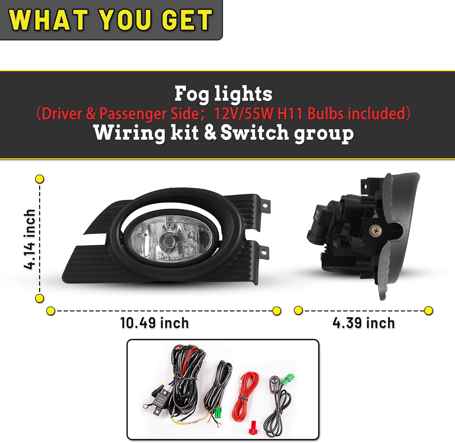 Fog Lights Lamps compatible for 1998 1999 2000 2001 2002 Accord Sedan 4 DOOR Driver Passenger Replacement
