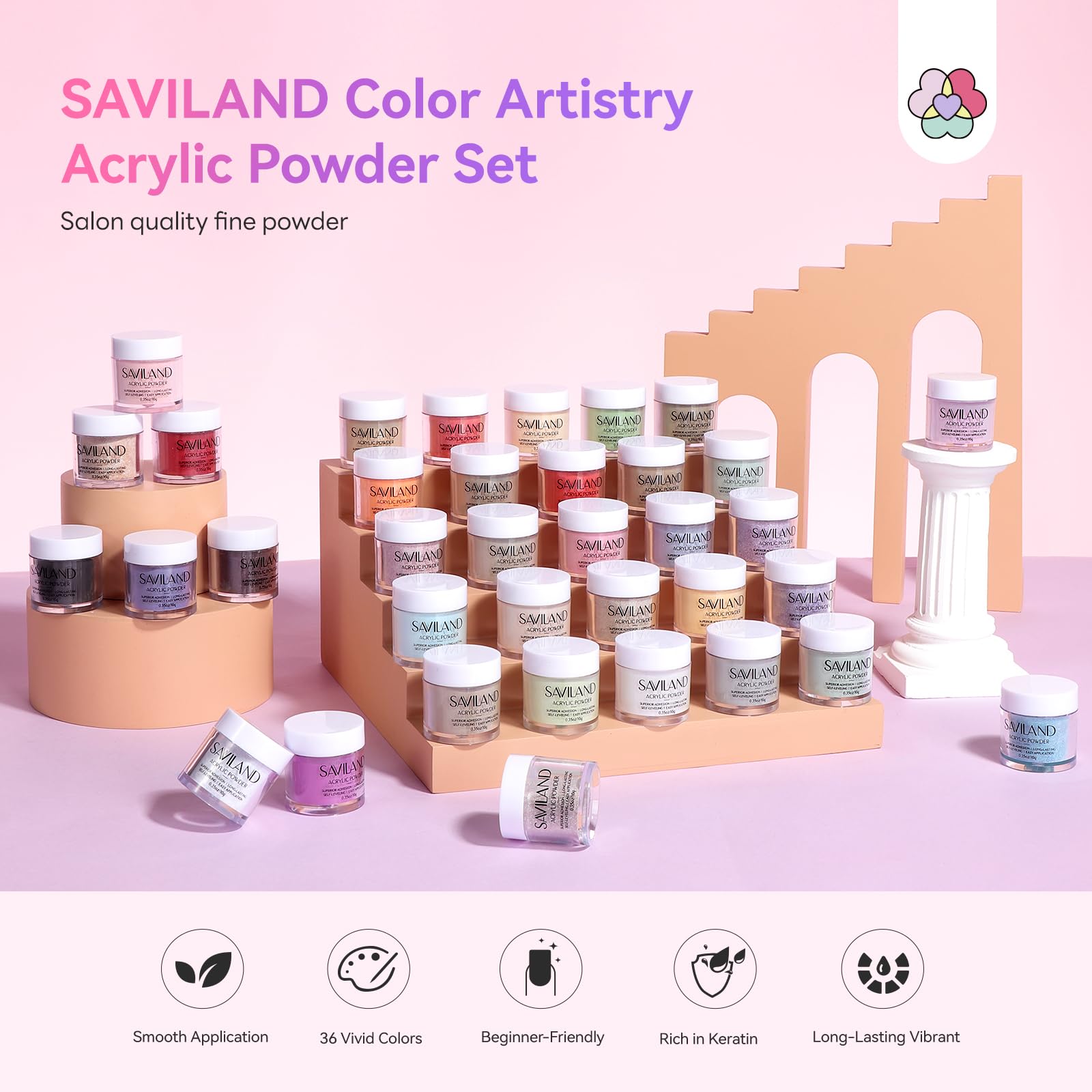 SAVILAND Set di smalti acrilici in polvere, 36 colori
