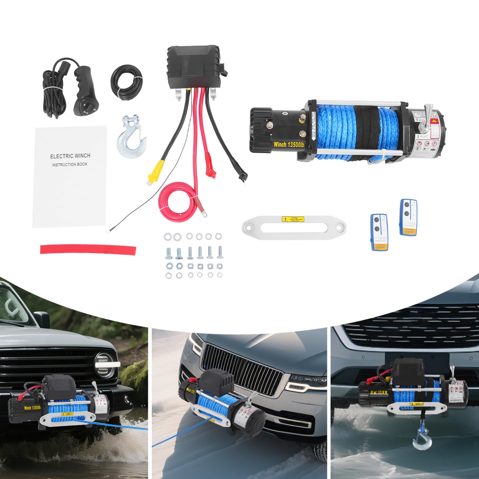 Verricello elettrico da 13500 libbre con funzione di blocco, lunghezza 26 m, verricello elettrico, per ATV, UTV, SUV, pickup, fuoristrada