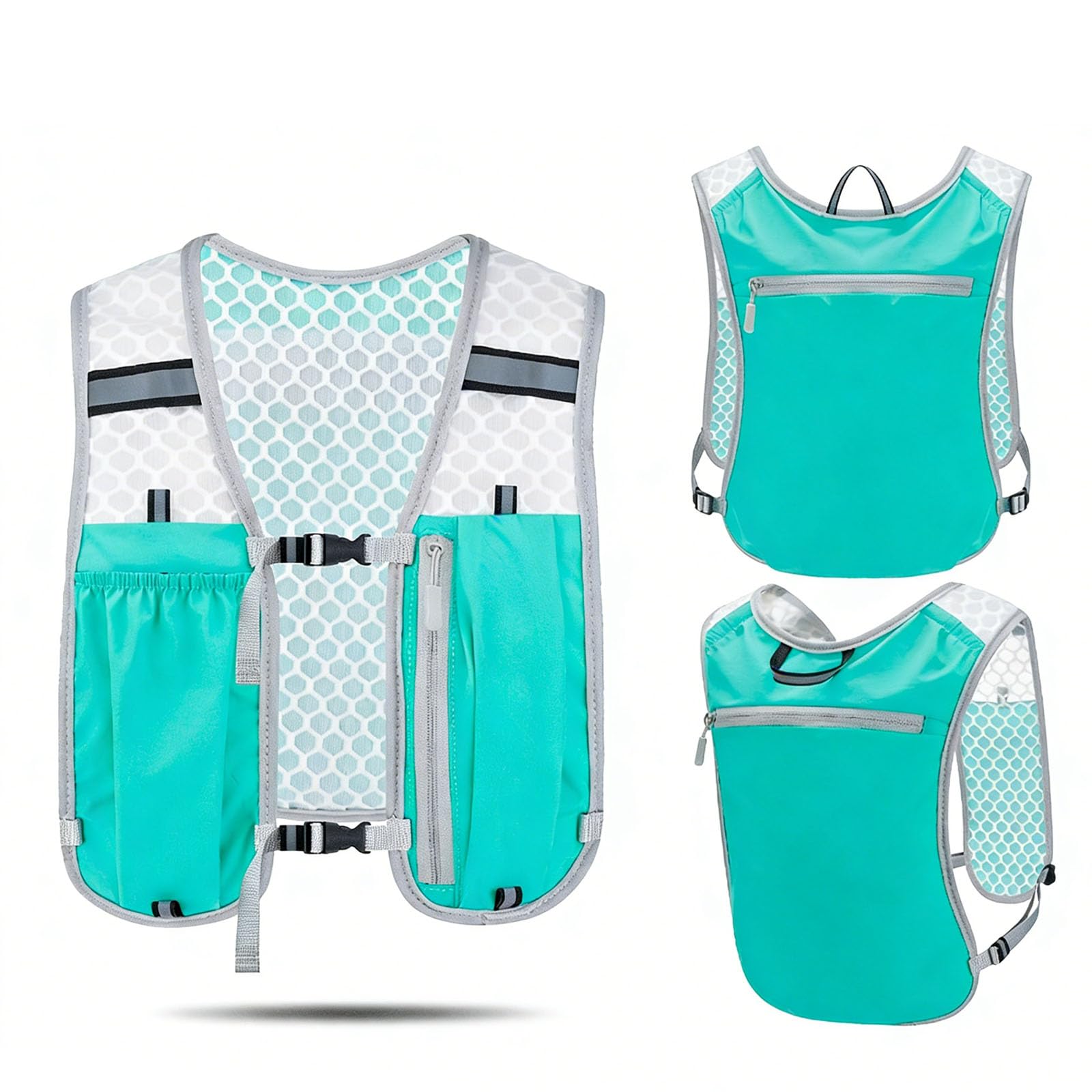 Running Vest Backpack for Men Women with Phone Holder & Storage Adjustable Hydration Vest Lightweight & Breathable Running Backpack for Marathon,Trail, Cycling, Hiking, Jogging (Blue)