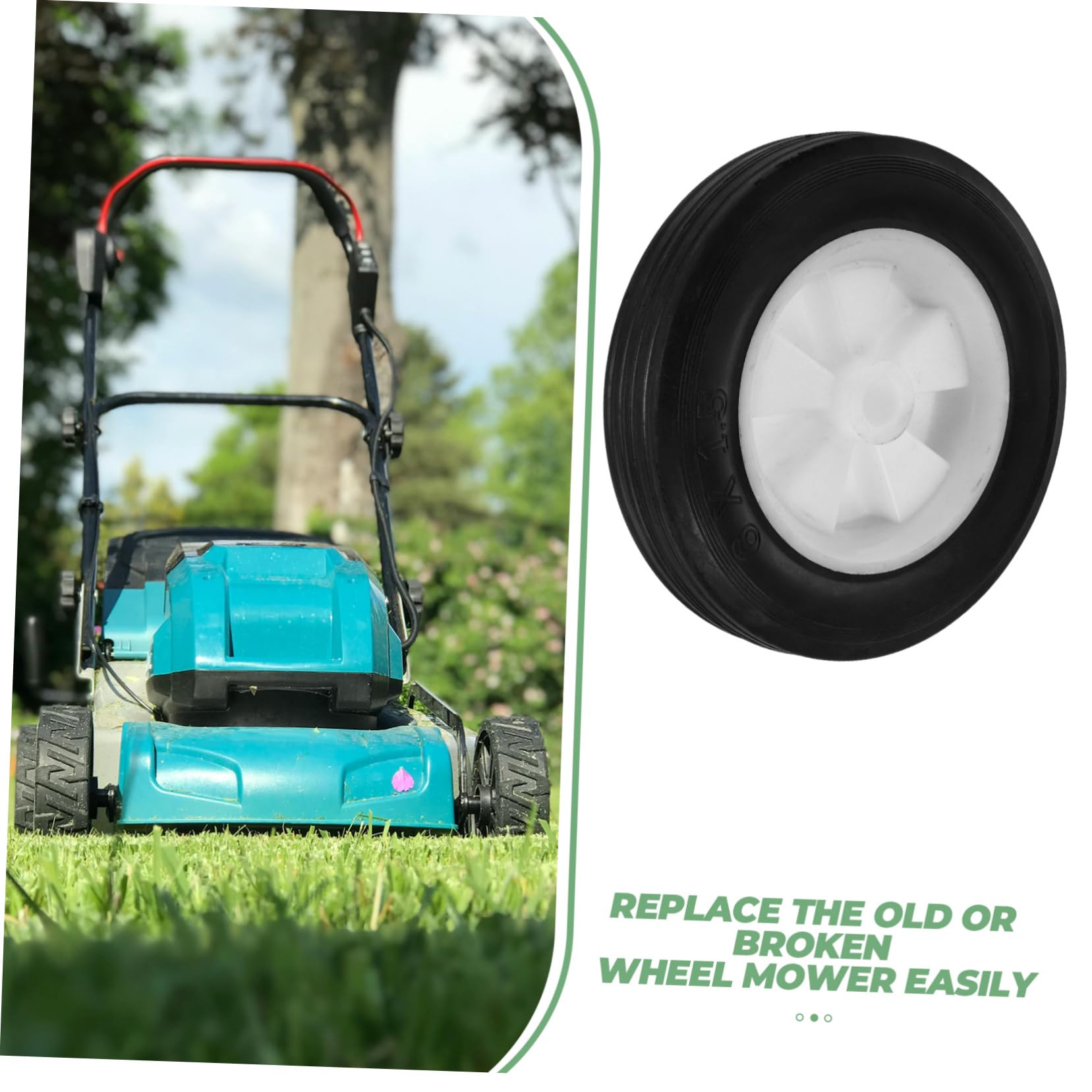 2 Stück Universelle Gummi Wheels für Rasenmäher Geräuschlose Solide Räder aus Pp Kontrollfunktion für Mähradaufsatz und Mähwerksräder Ersatzräder für Gartenrasenmäher