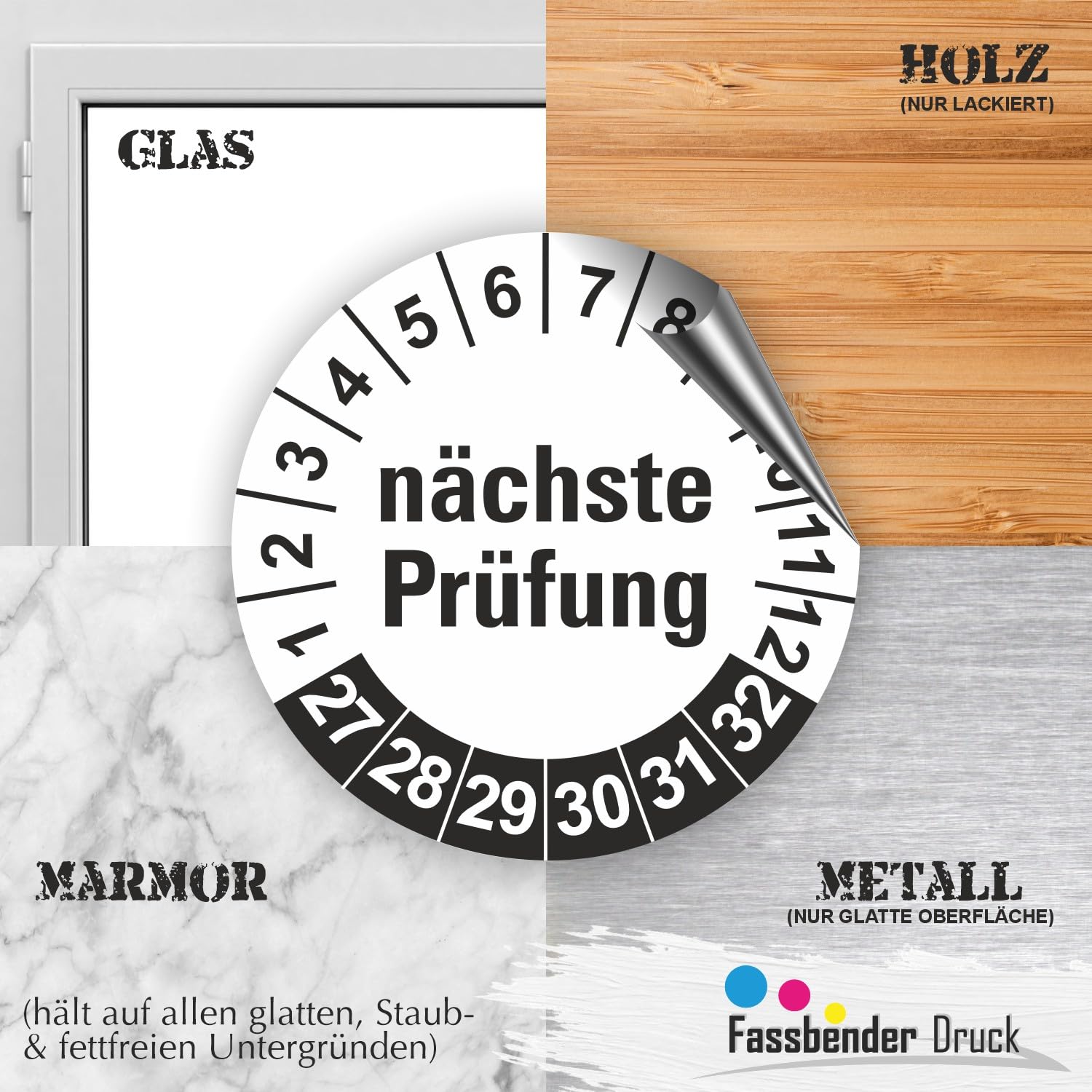 Hochwertige Prüfetiketten NÄCHSTE PRÜFUNG Ø 20mm - Selbstklebende PVC-Folie - Wartungsetiketten für Prüfung - Prüfplakette für Prüfungsnachweis (500 Stück)