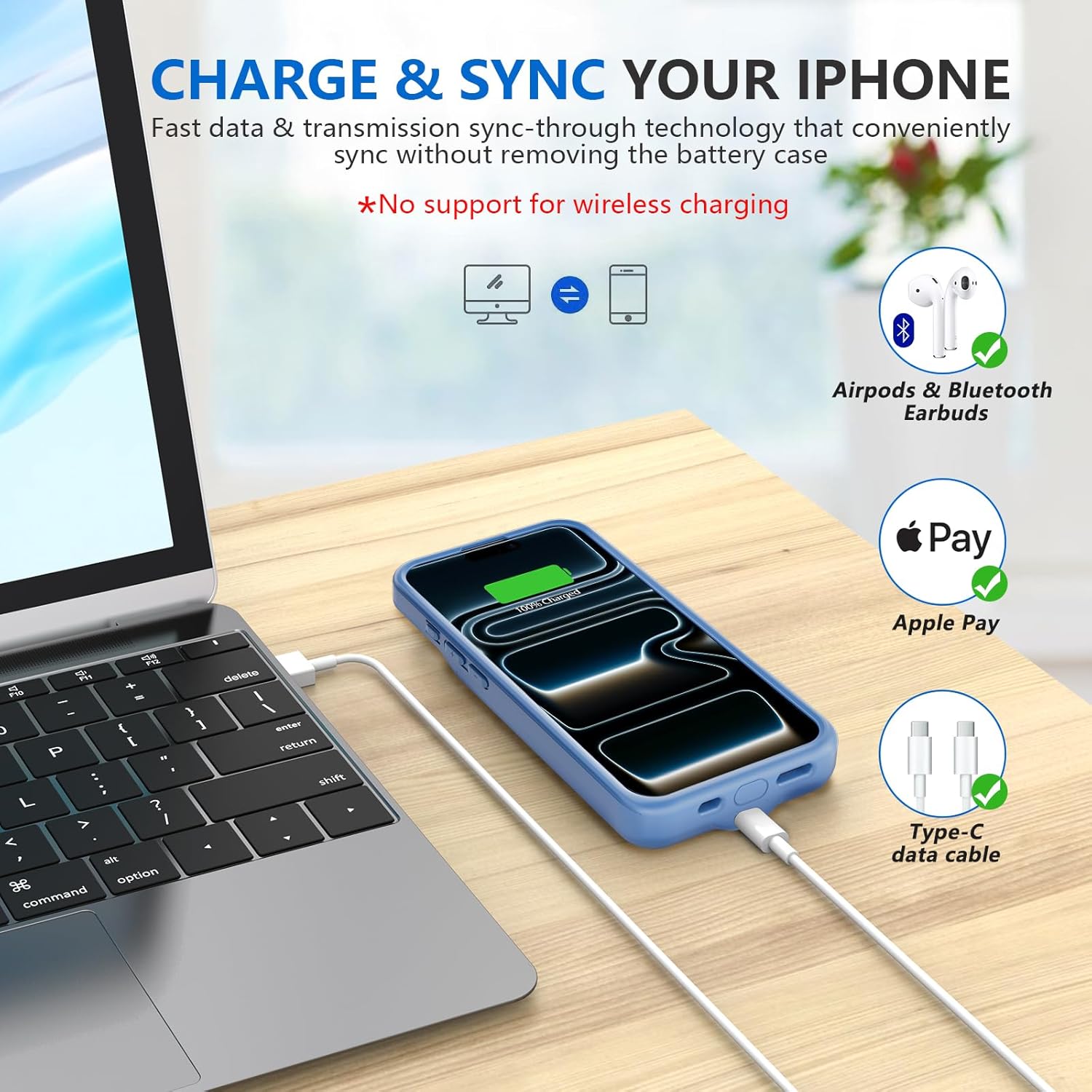 BOPPS Battery Case for iPhone 17 Pro Max 【2026 New】 Slim Powerful 8500mAh Portable Charger Case 360°Protection Rechargeable Extended Charging case for iPhone 17 Pro Max 6.9inch,(Blue)