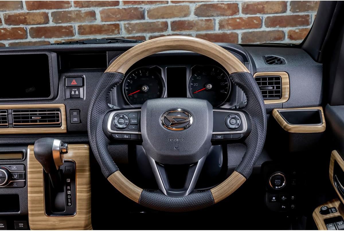 S230G アトレーワゴン☆後期純正オプション　革巻ウッドステアリング☆ S230G アトレーワゴン☆後期純正オプション 革巻ウッドステアリング