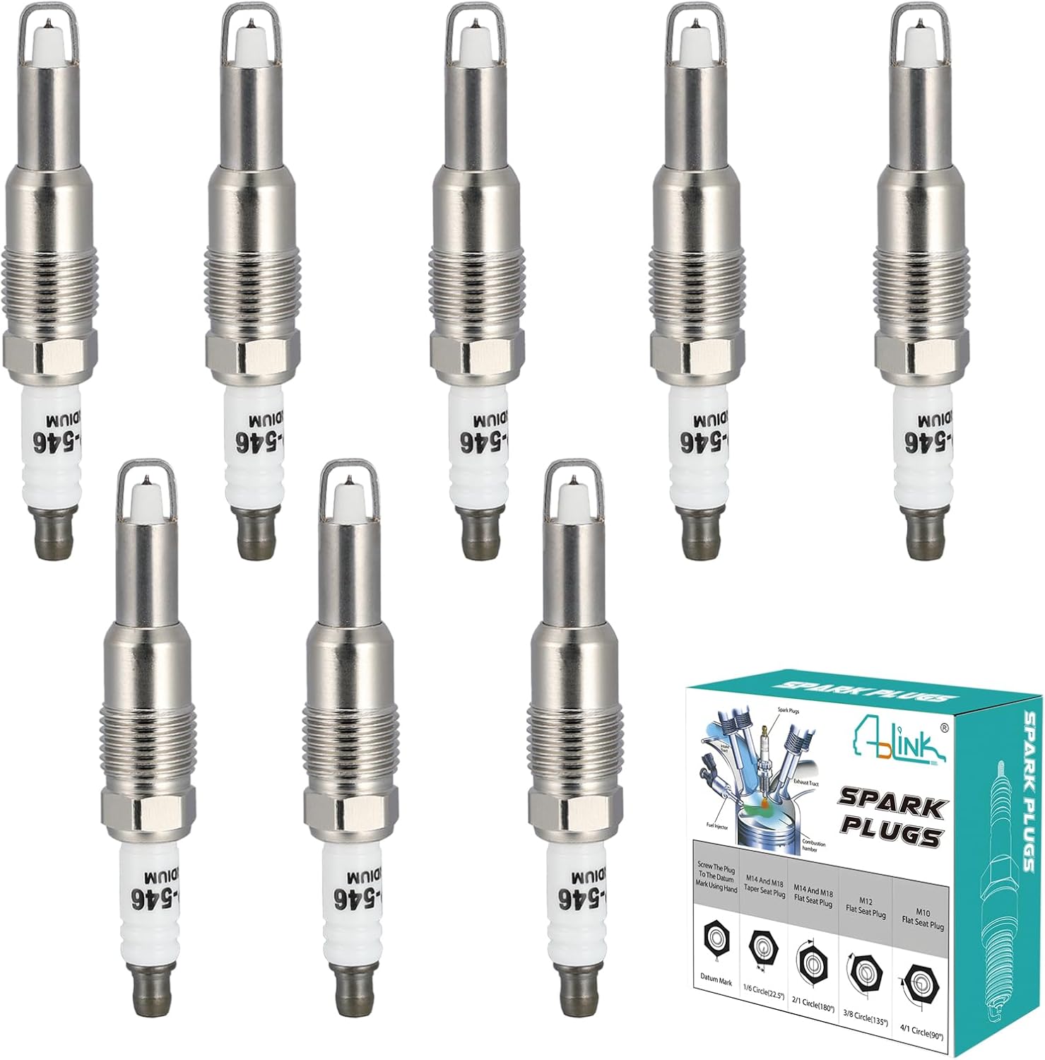 Pack of 8 Nickel Material SP515 SP546 Spark Plugs For Ford Expedition Explorer F150/F250/F350/F450/F550 Super Duty Mustang,Lincoln Mark LT Navigator,Mercury Mountaineer 4.6L 5.4L 6.8L V8 V10