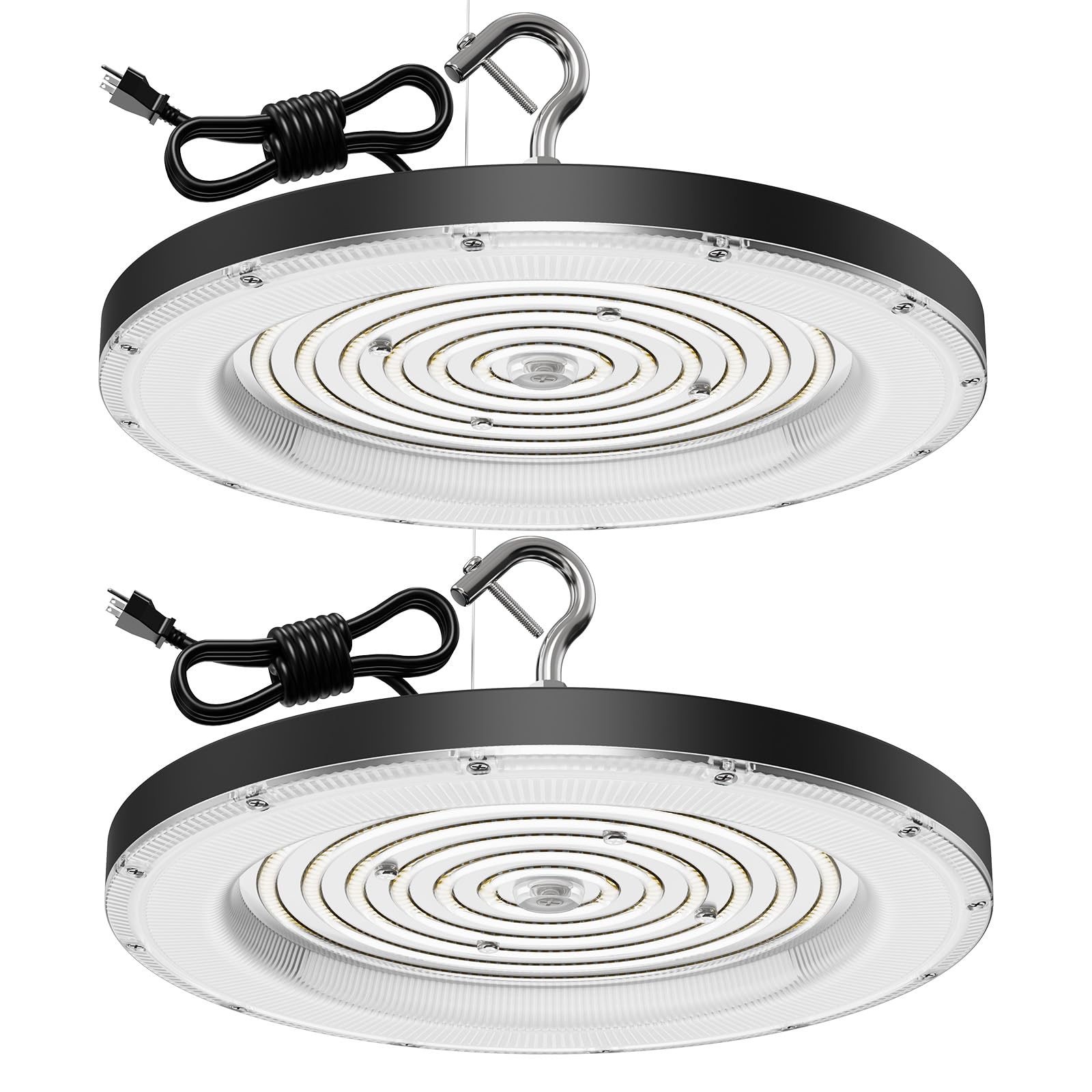 High Bay LED Shop Lights for Garage Workshop,200W 20000LM Super Bright High Bay lights with US Plug - IP65 Waterproof 5000K AC110V-130V Commercial Bay