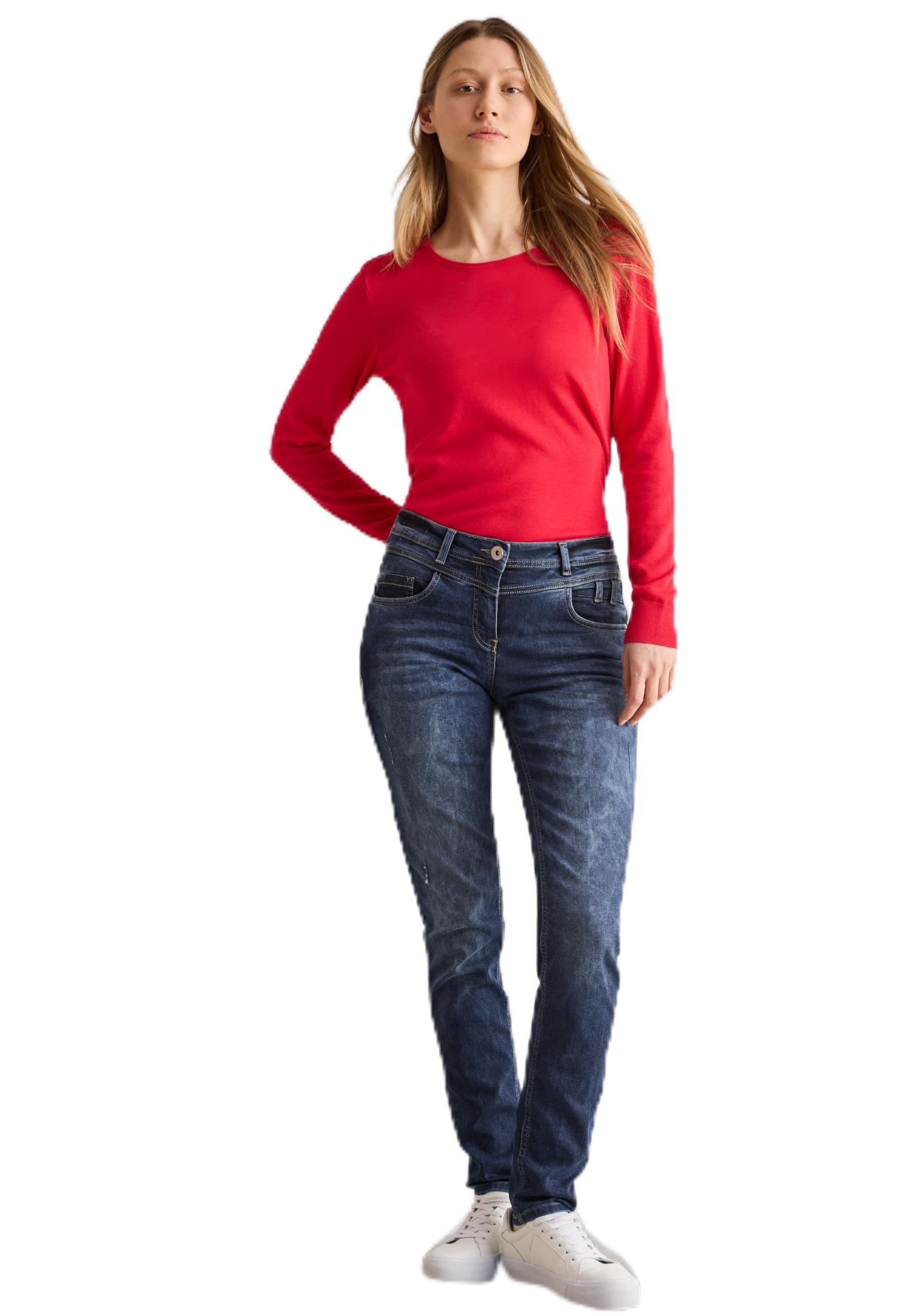 Cecil Women's B378663 Jeans in Casual fit, Dark Blue Wash, 29W x 32L