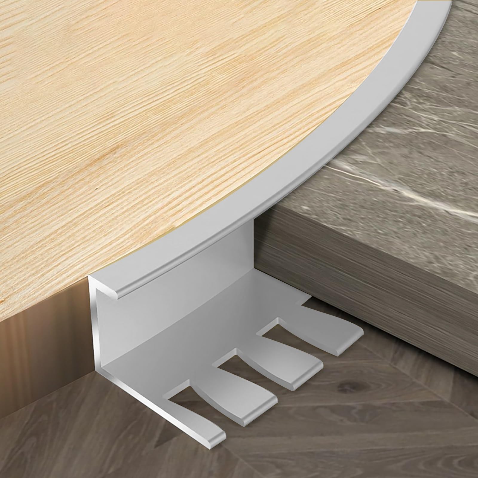 Raouoae Durable Tile Edge Protection 135cm, 2 Pieces Bendable Stair Edge Rail For Indoor & Outdoor Stairs, Tile Trim For Stair Edges, Corner Protector(Silber,H:18.5MM)
