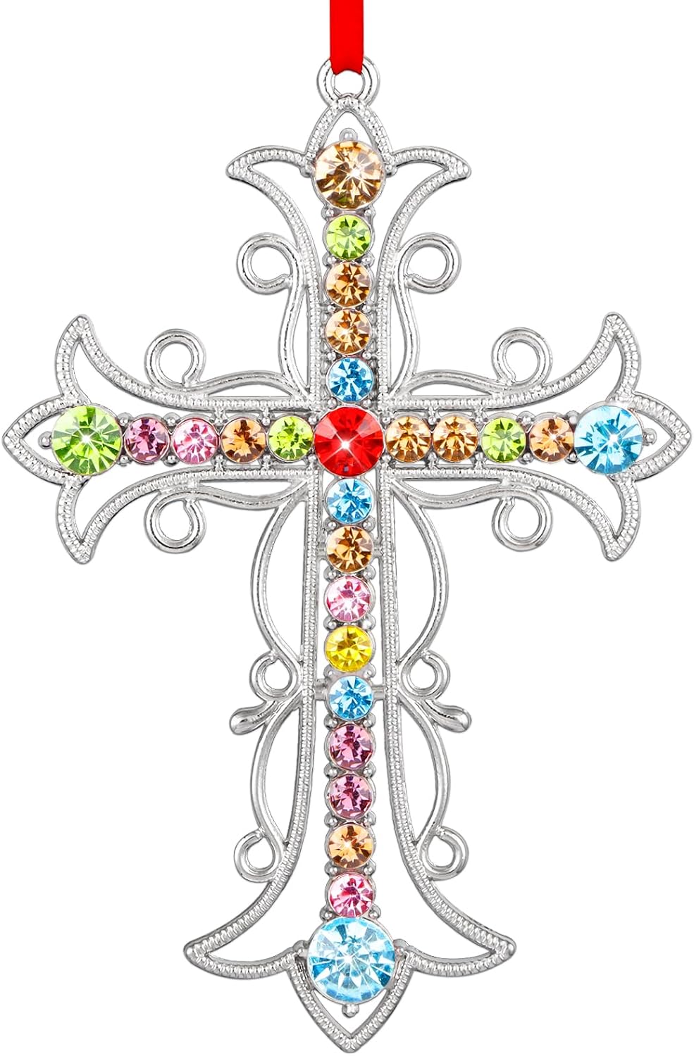 FaCraft Metal Cross Christian Christmas Ornaments - Religious Ornament Gifts for Women Girls Mom 2025 Cross Ornament for Christmas Tree Decorations Friends Family Nativity Keepsake Xmas Gifts