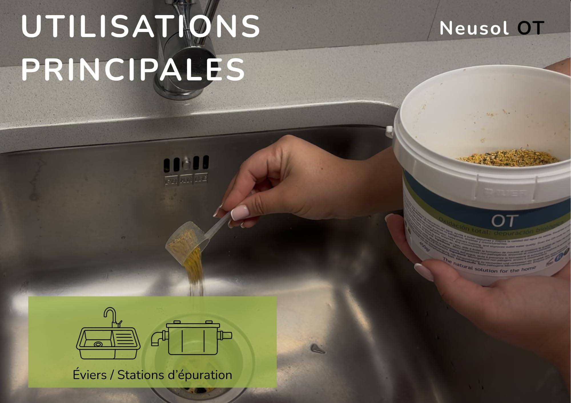 OT - Activateur Biologique pour Station de Traitement Biologique Réduit boues, mousses, odeurs Améliore la qualité de l'eau de Sortie pour l'irrigation ou Le Nettoyage extérieur (OT, 450, GR)